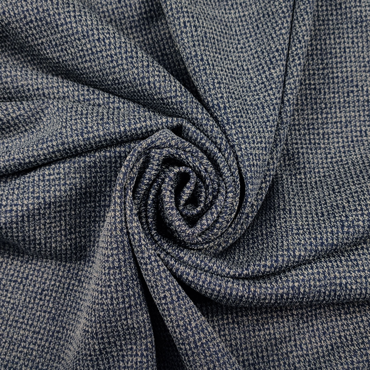 Tessuto Maglia Misto Cotone Blu e Bianco