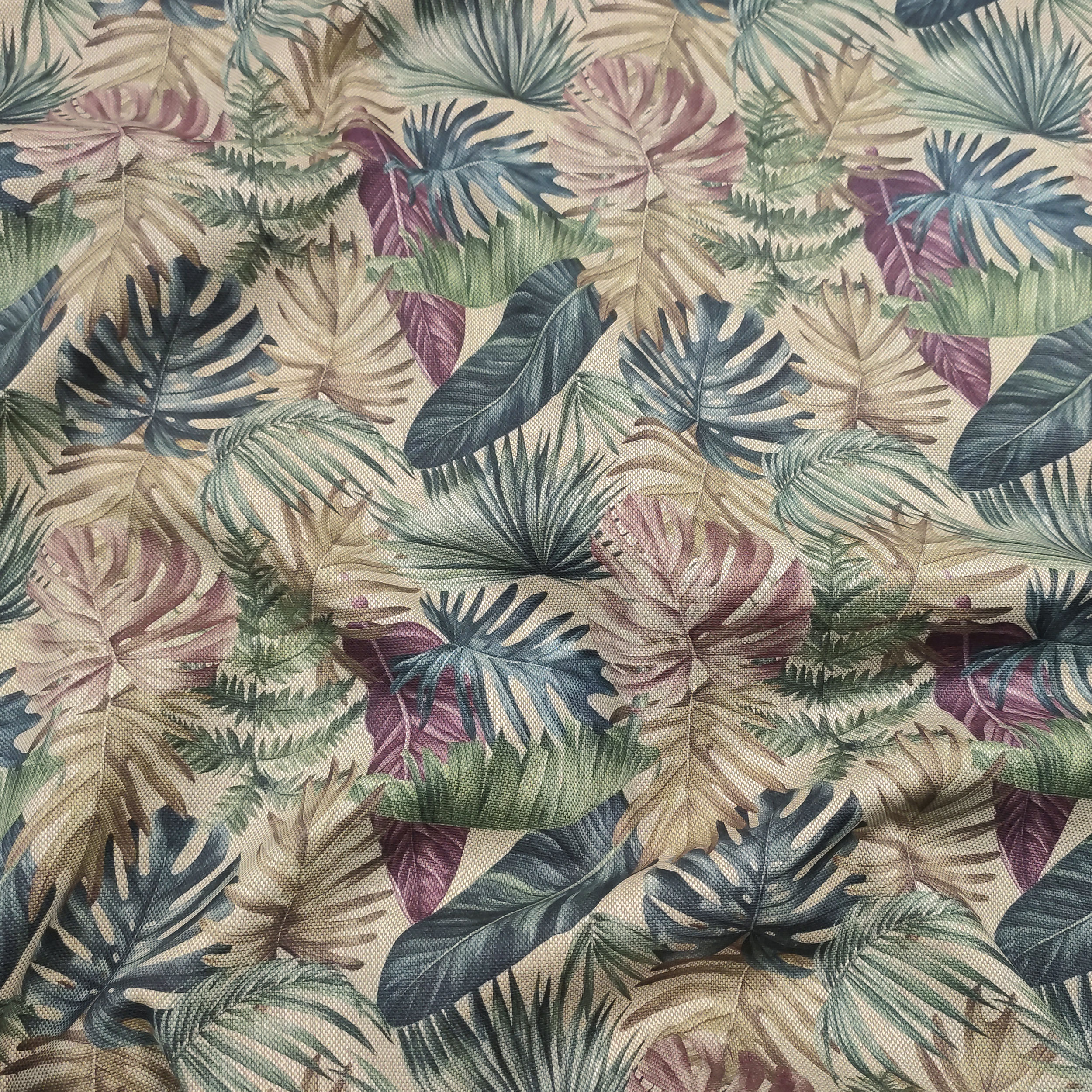 Tessuto Misto Cotone Foglie Tropicali