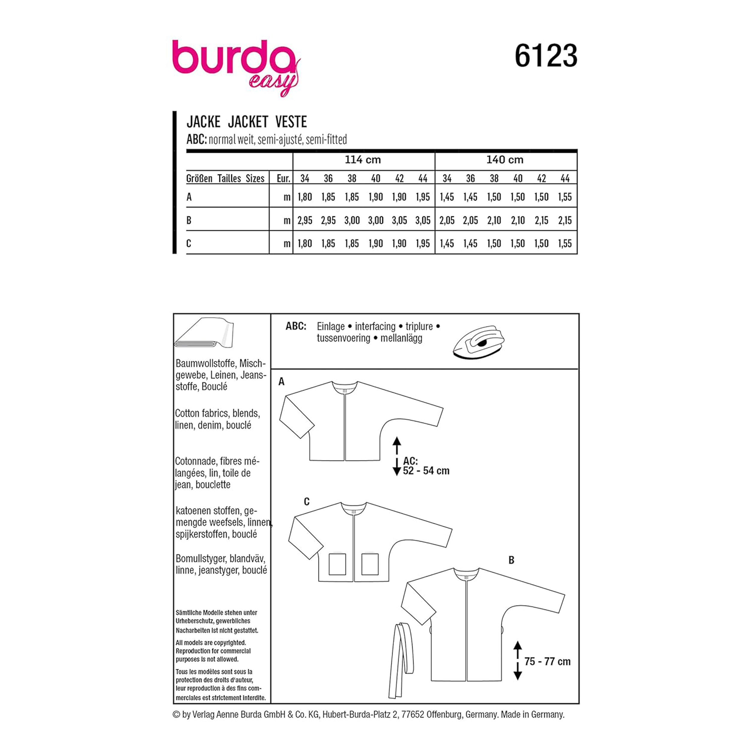 Cartamodello Burda Super Easy Giacca Image