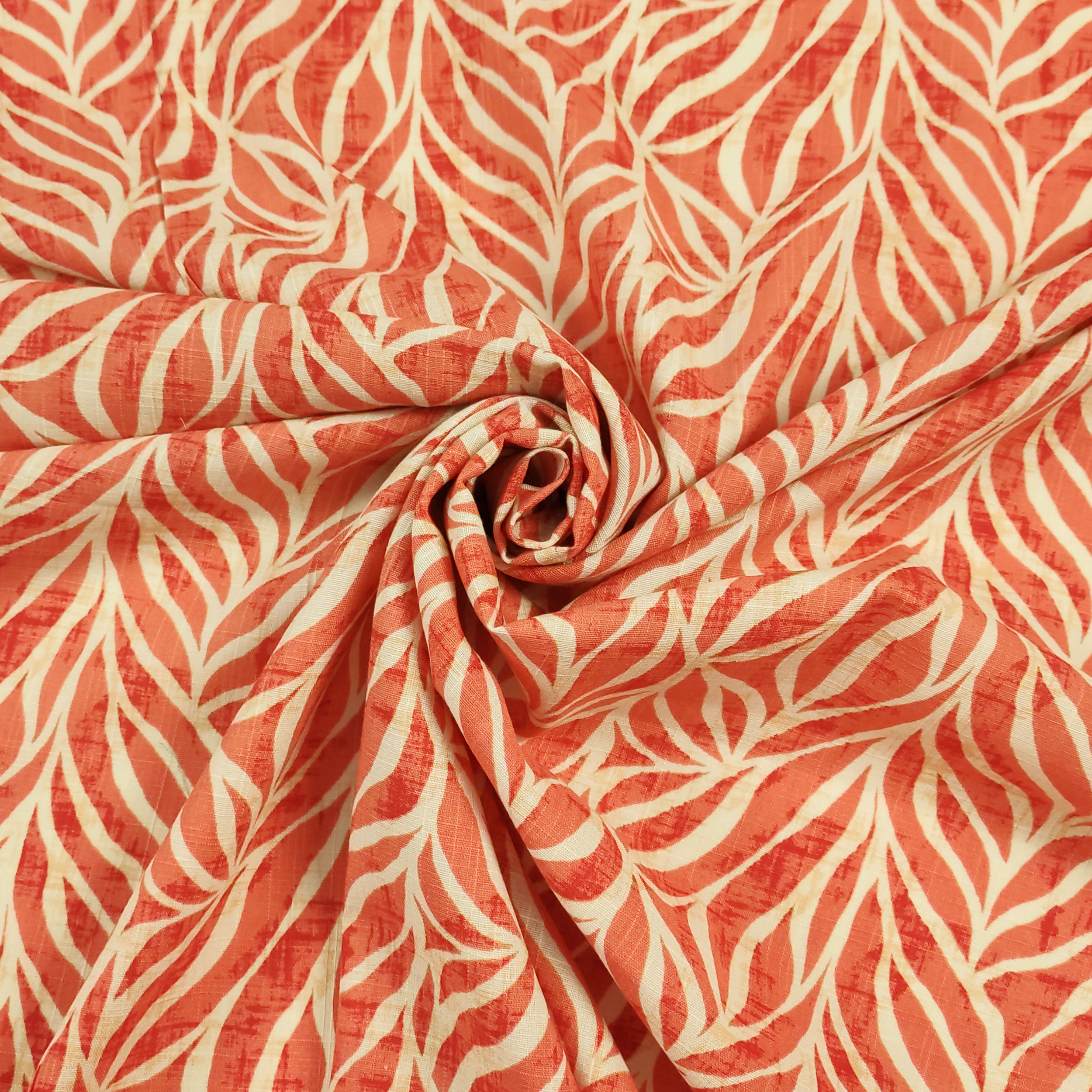 Cotone Viscosa Foglie Sfondo Arancio