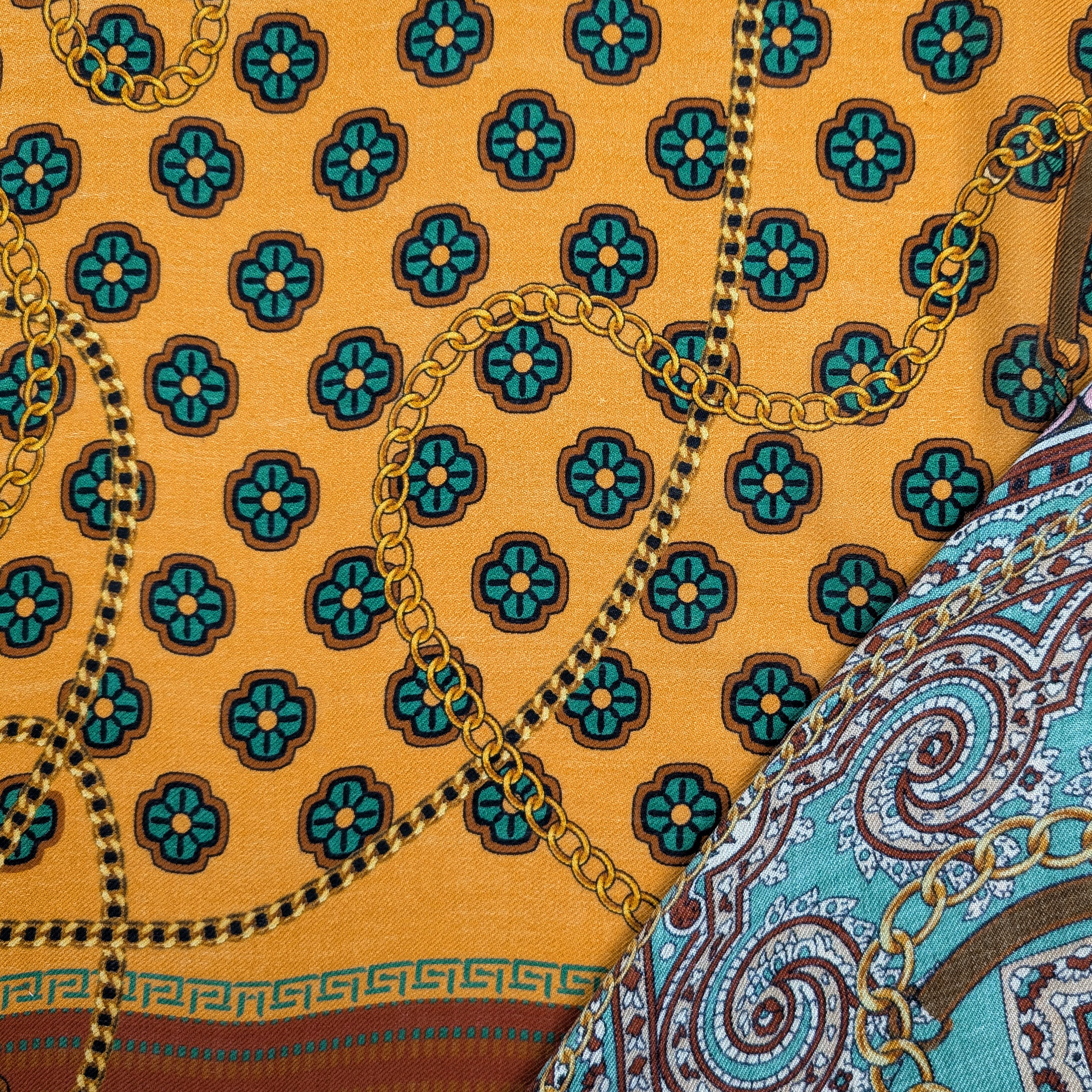 Pannello Lana e Seta Catene e Paisley 140x140 cm Image