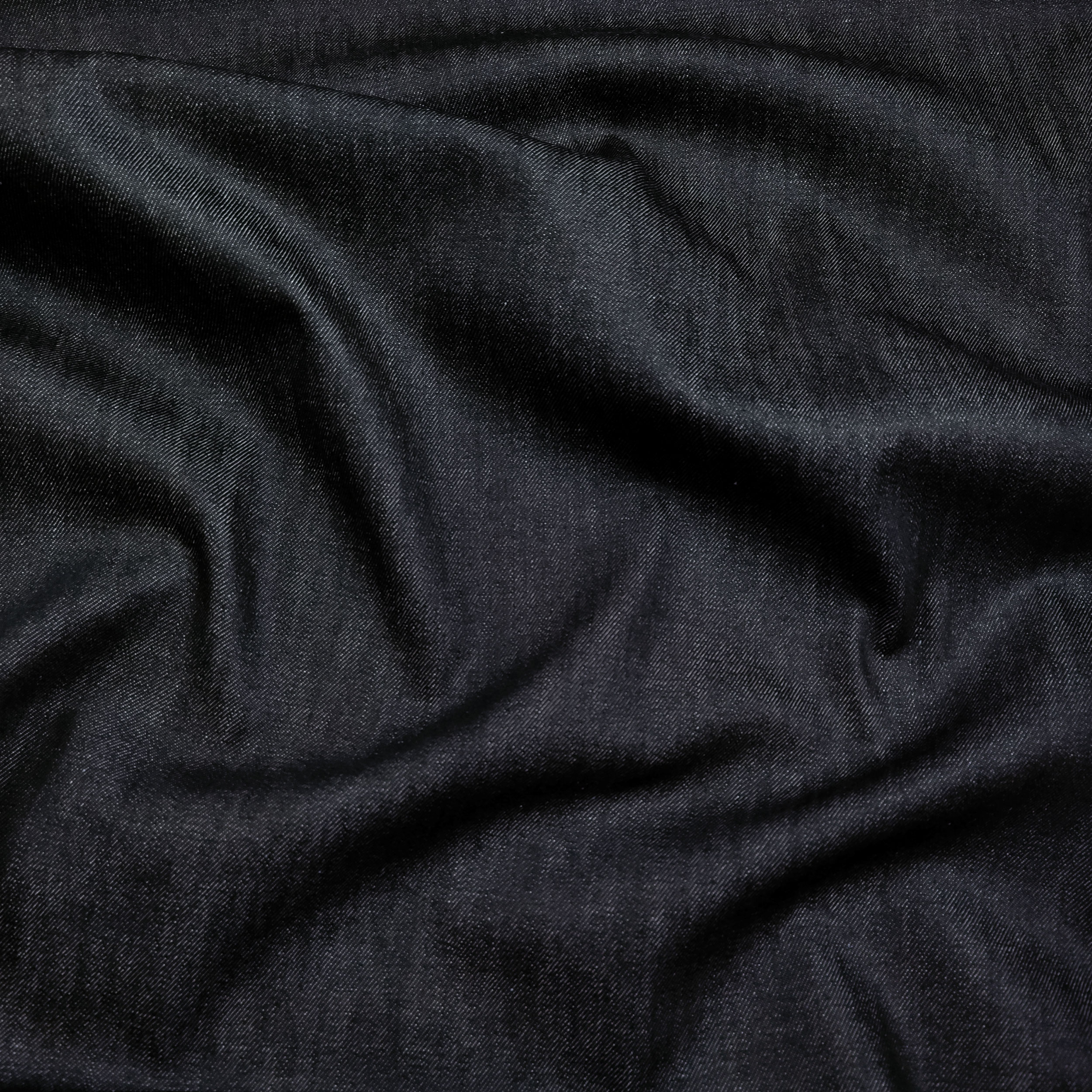Tessuto Jeans di Cotone Blu Scuro