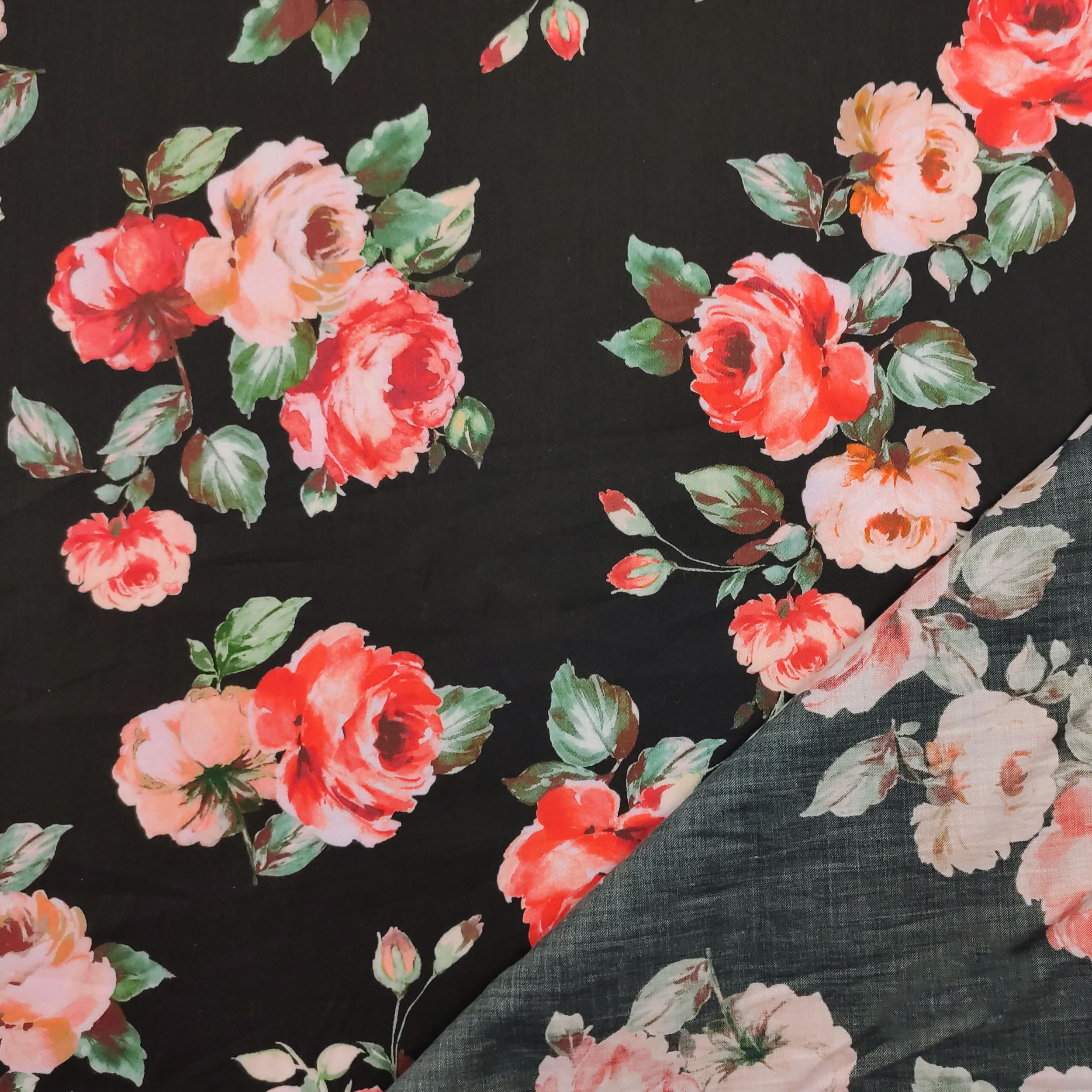 Rasatello Nero Setato Moda Rose