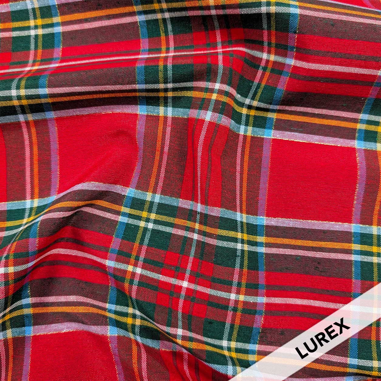 Tessuto Arredo Tartan Grande Lurex Rosso  Image
