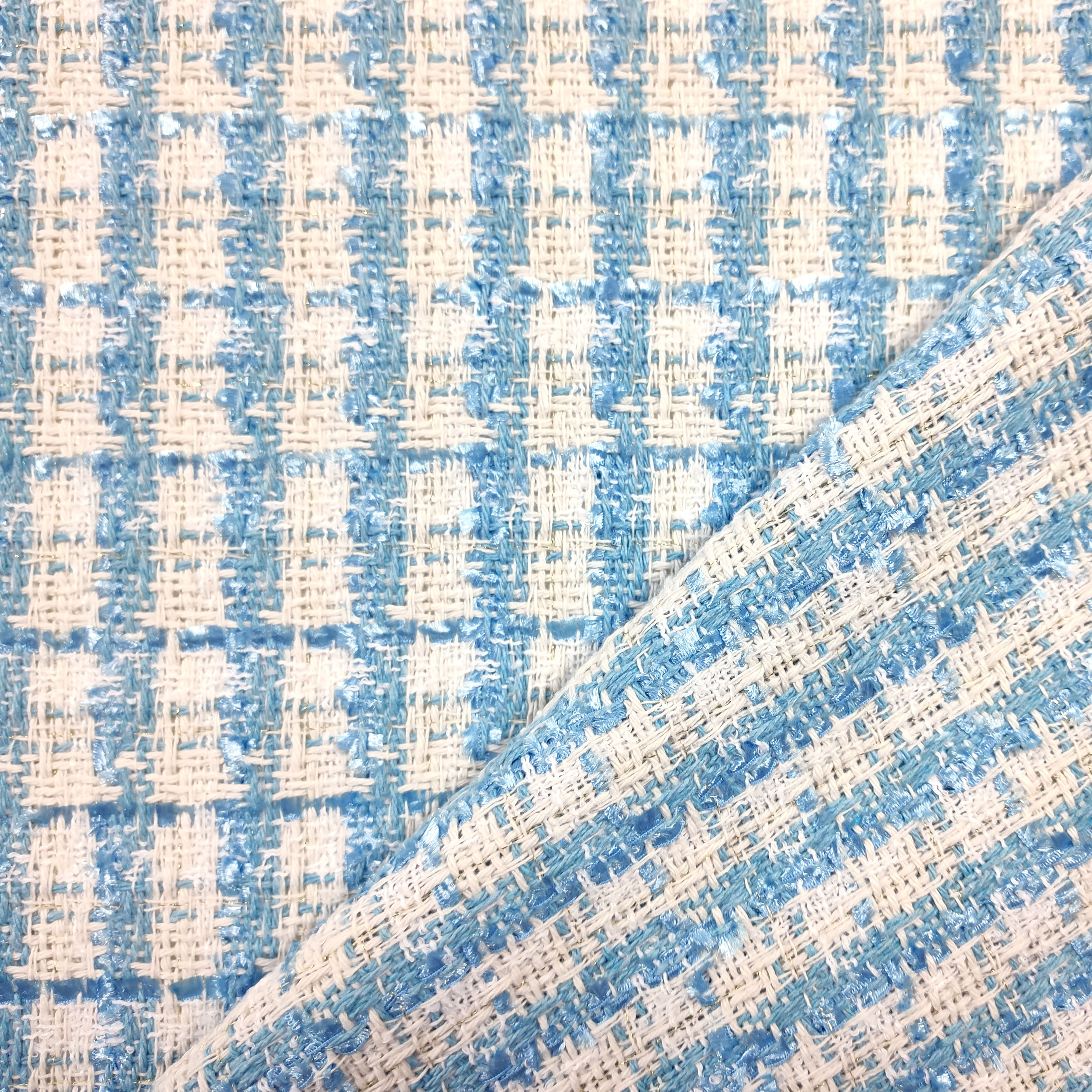 Tweed Alta Moda Azzurro Bianco Lurex