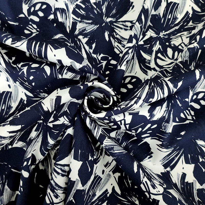 Tessuto Cotone Elasticizzato Moda Bianco e Blu