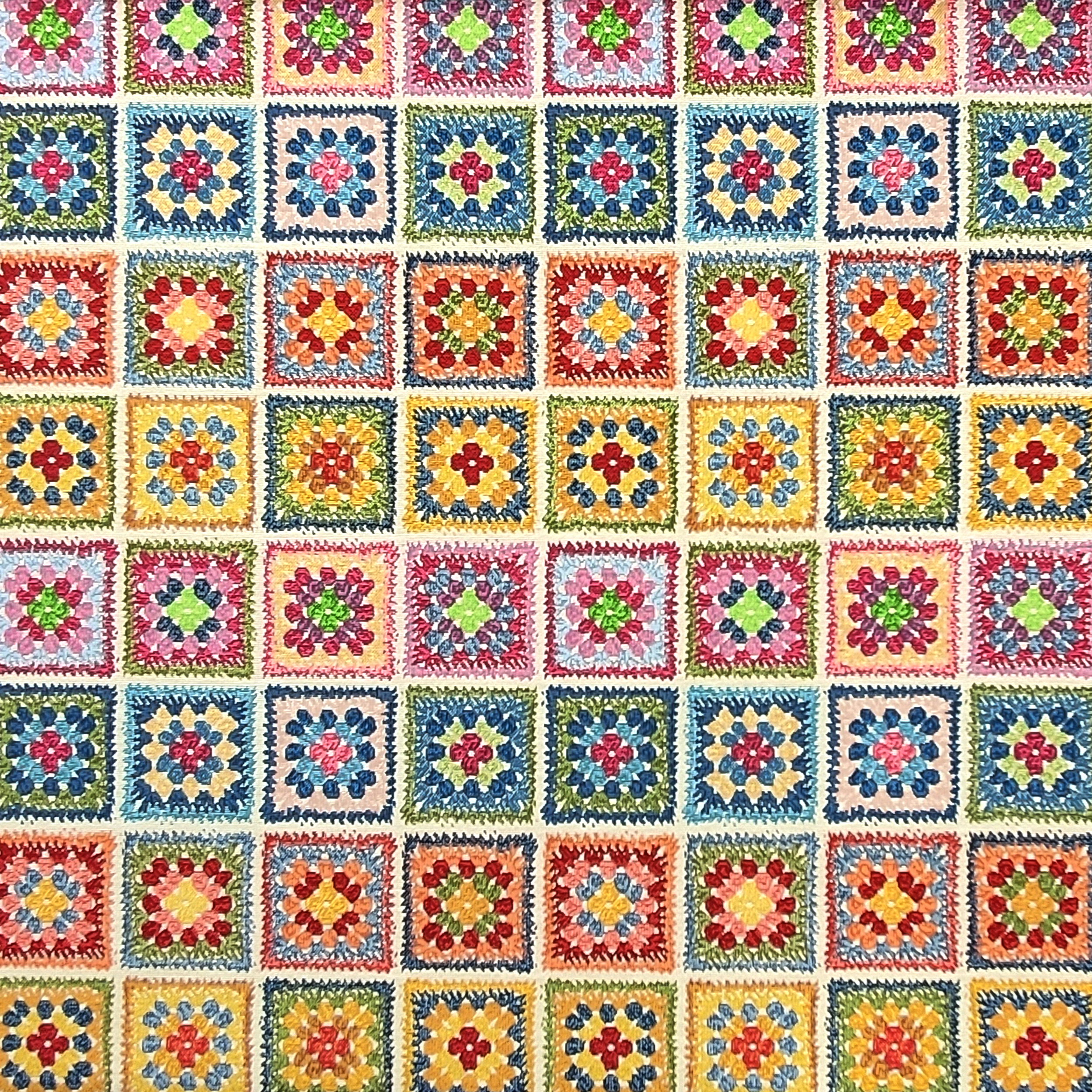 Tessuto Gobelin Fantasia Fiori Crochet