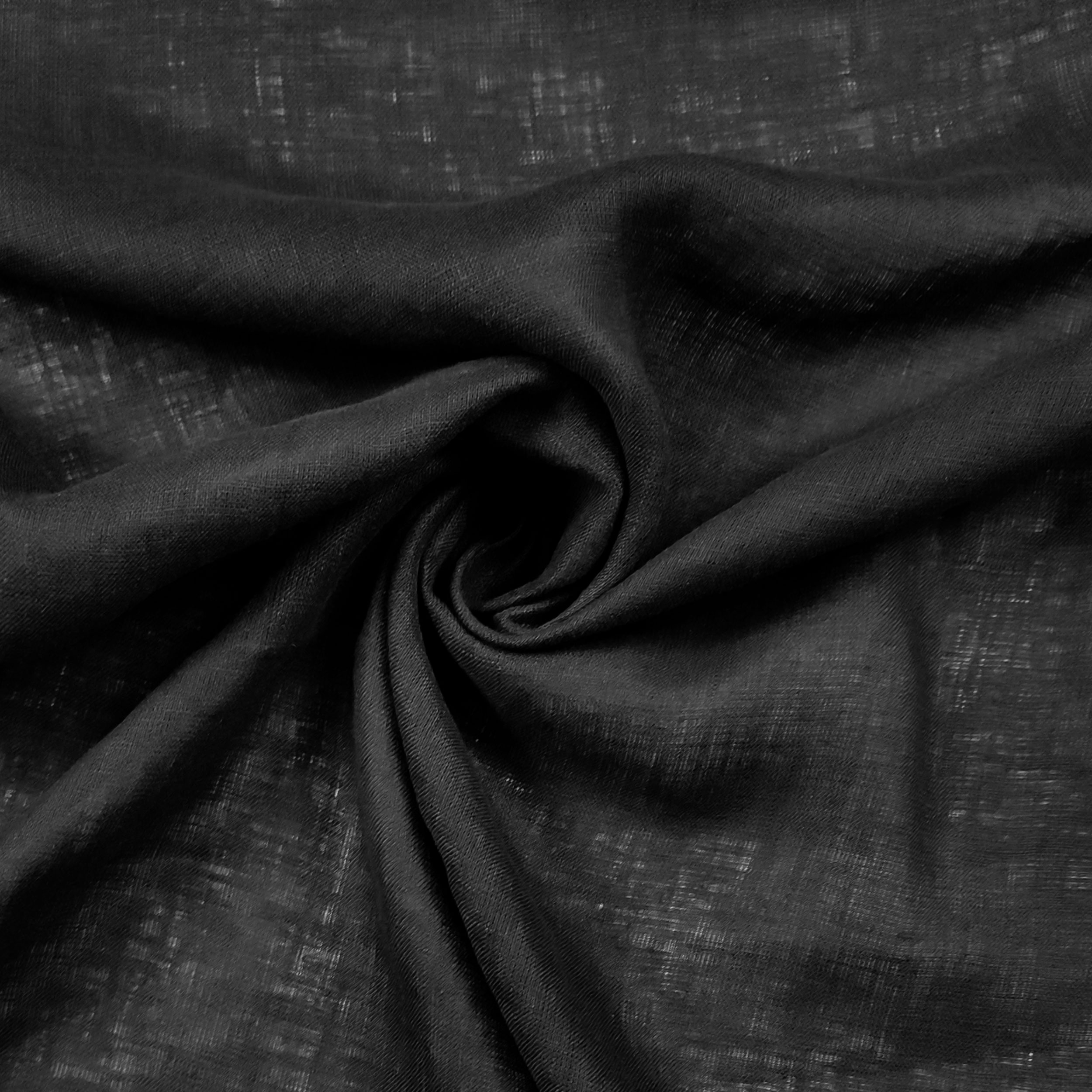 Tessuto Lino in Tinta Unita Nero