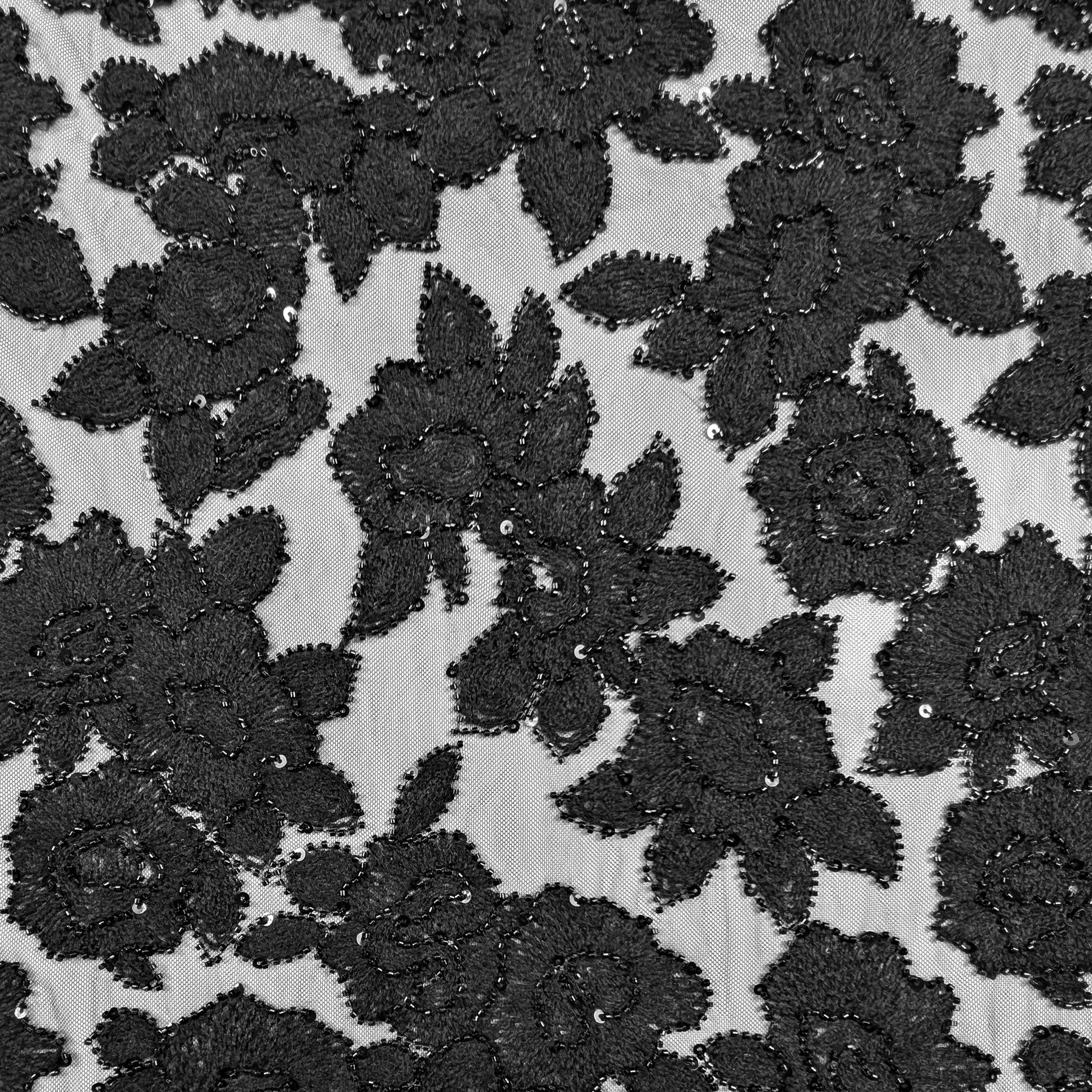 Pizzo Rose Lana Paillettes Nero Image