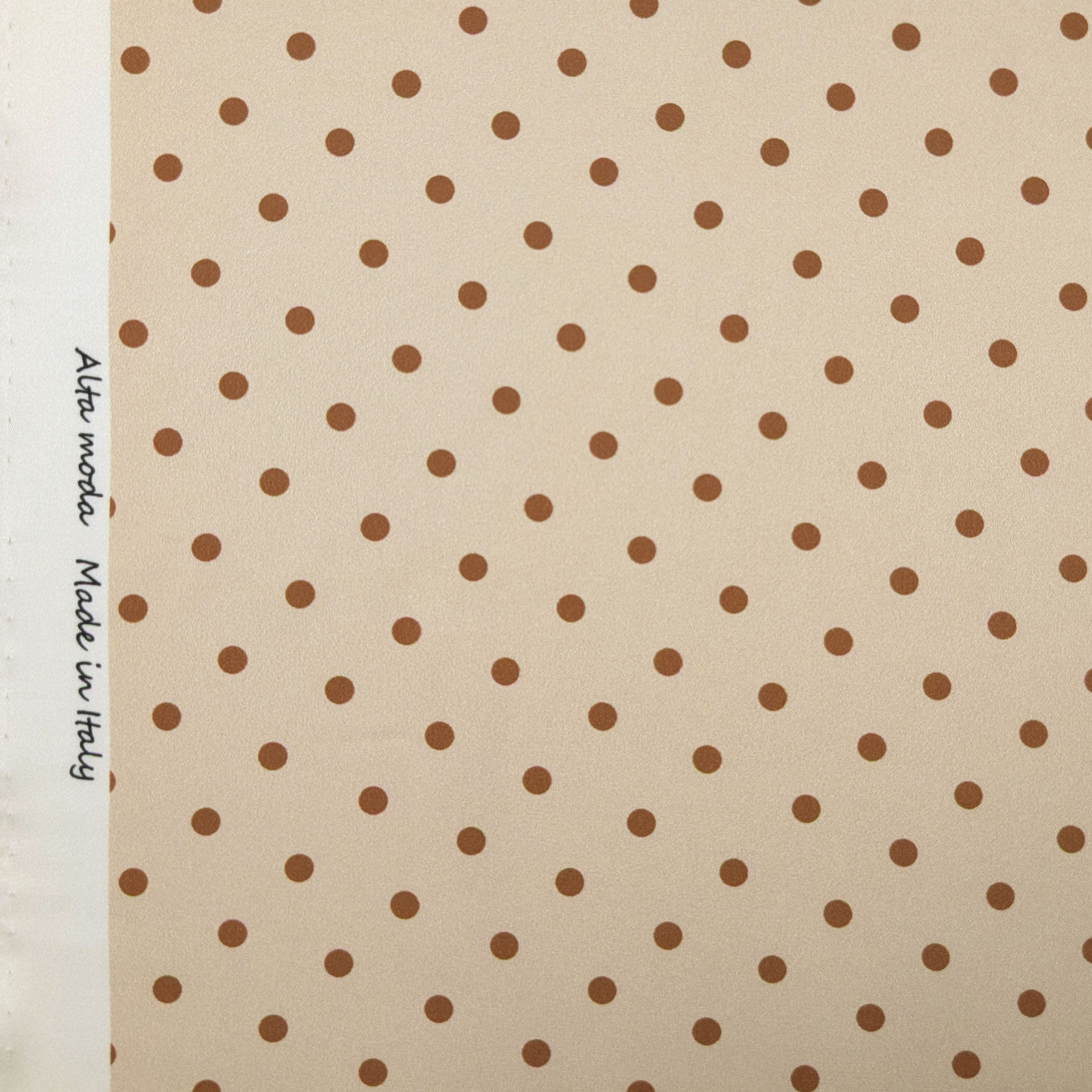 Raso Setato Alta Moda Pois Marroni Image
