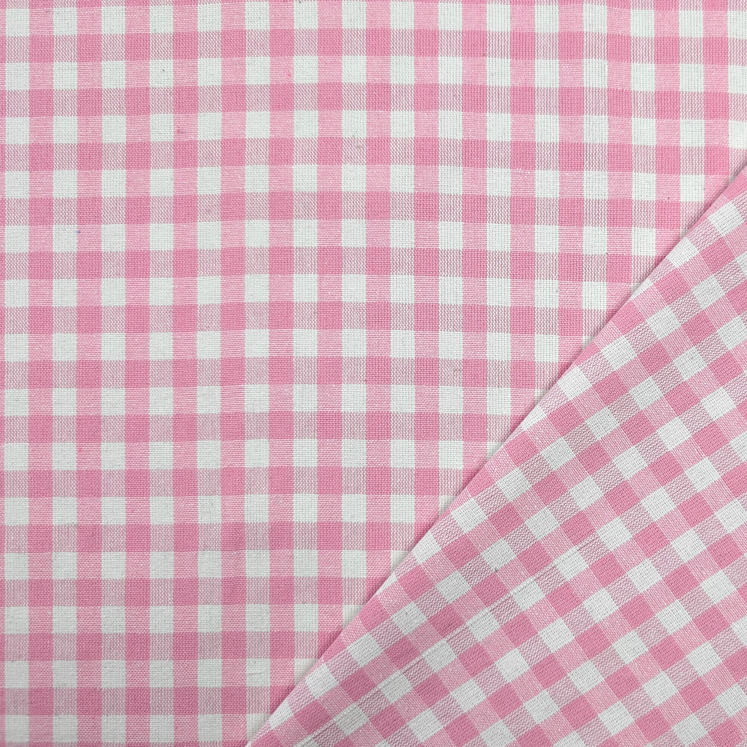 Cotone Lavato Tinto in Filo Quadretti Rosa Image