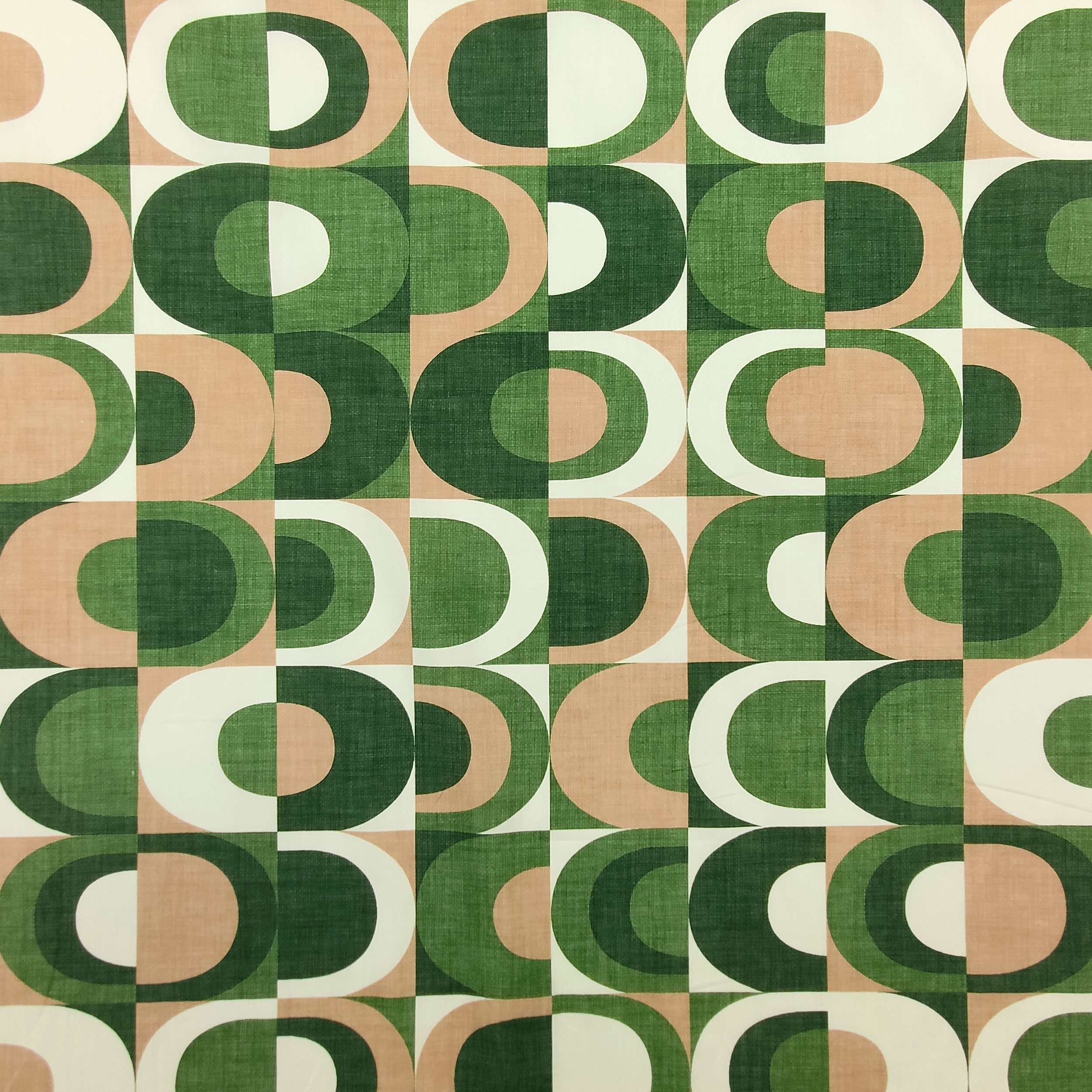 Tessuto in Cotone Geometrie Ovali Toni Verde Image