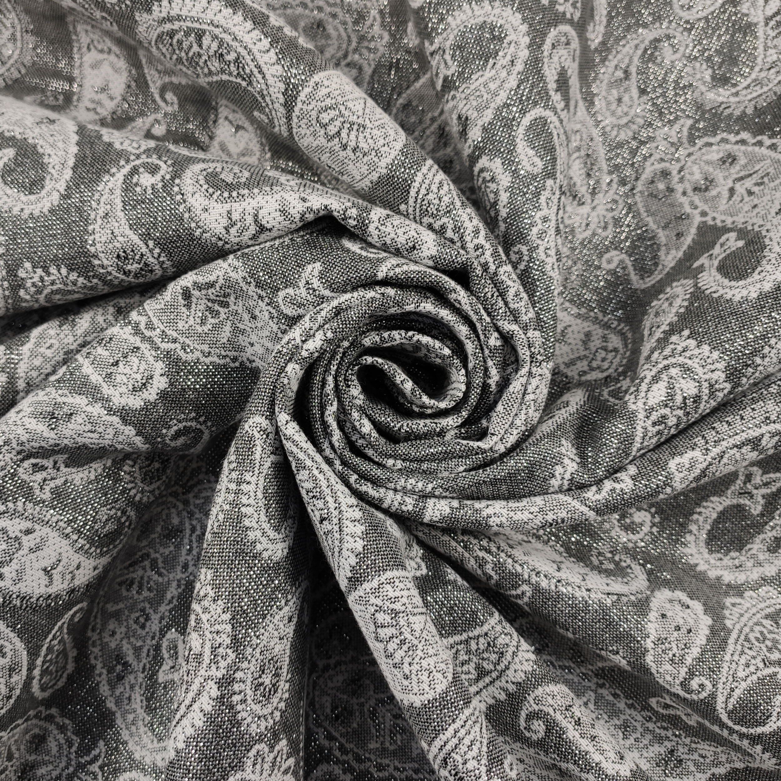 Misto Cotone Fantasia Cachemire Argento Lurex