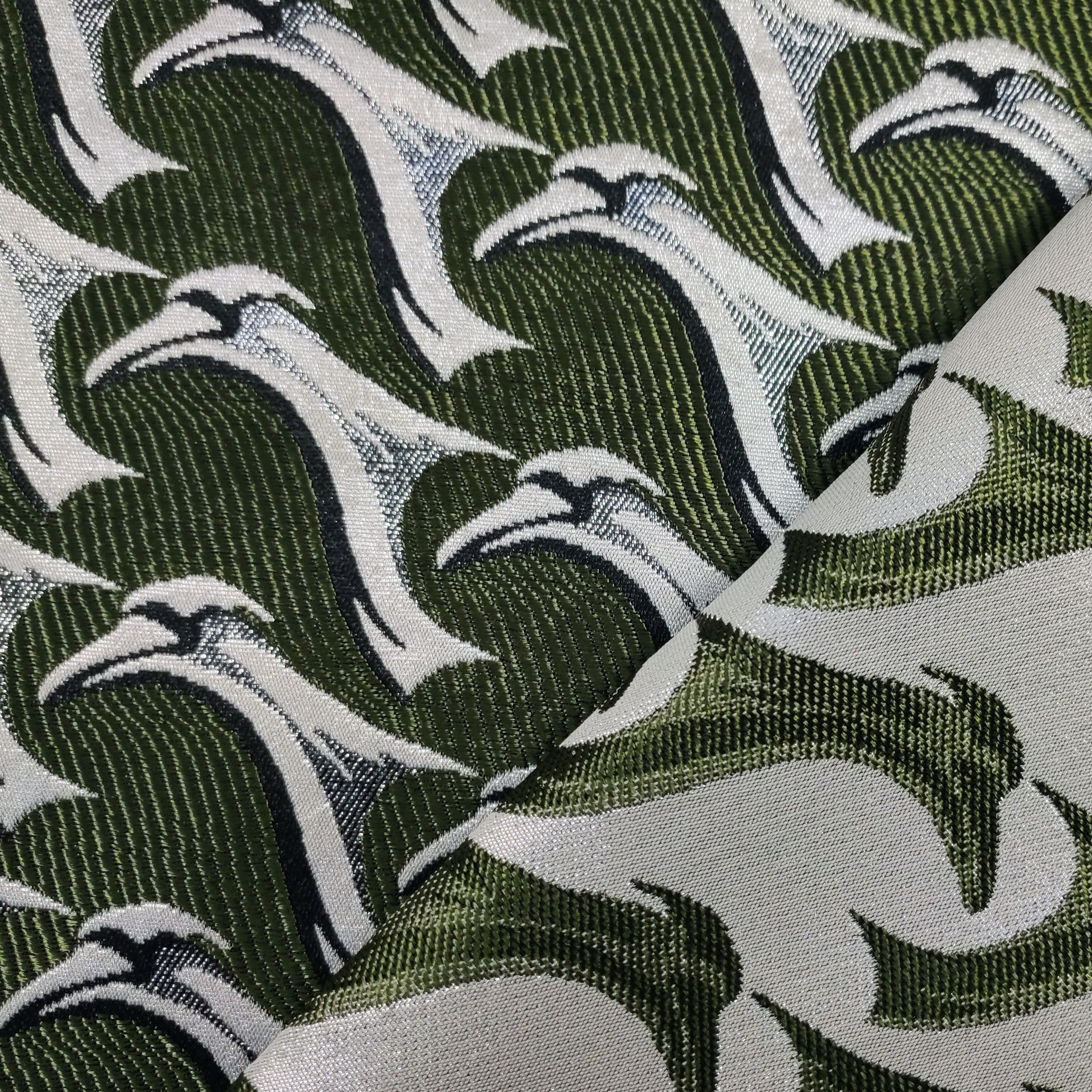 Broccato Fantasia Alta Moda Verde e Argento Lurex Image