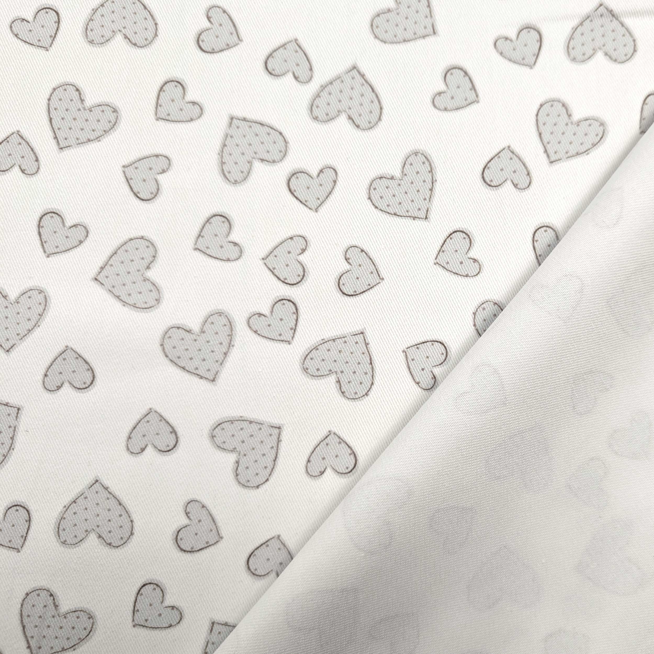 Gabardine Cotone Cuori Grigi Image