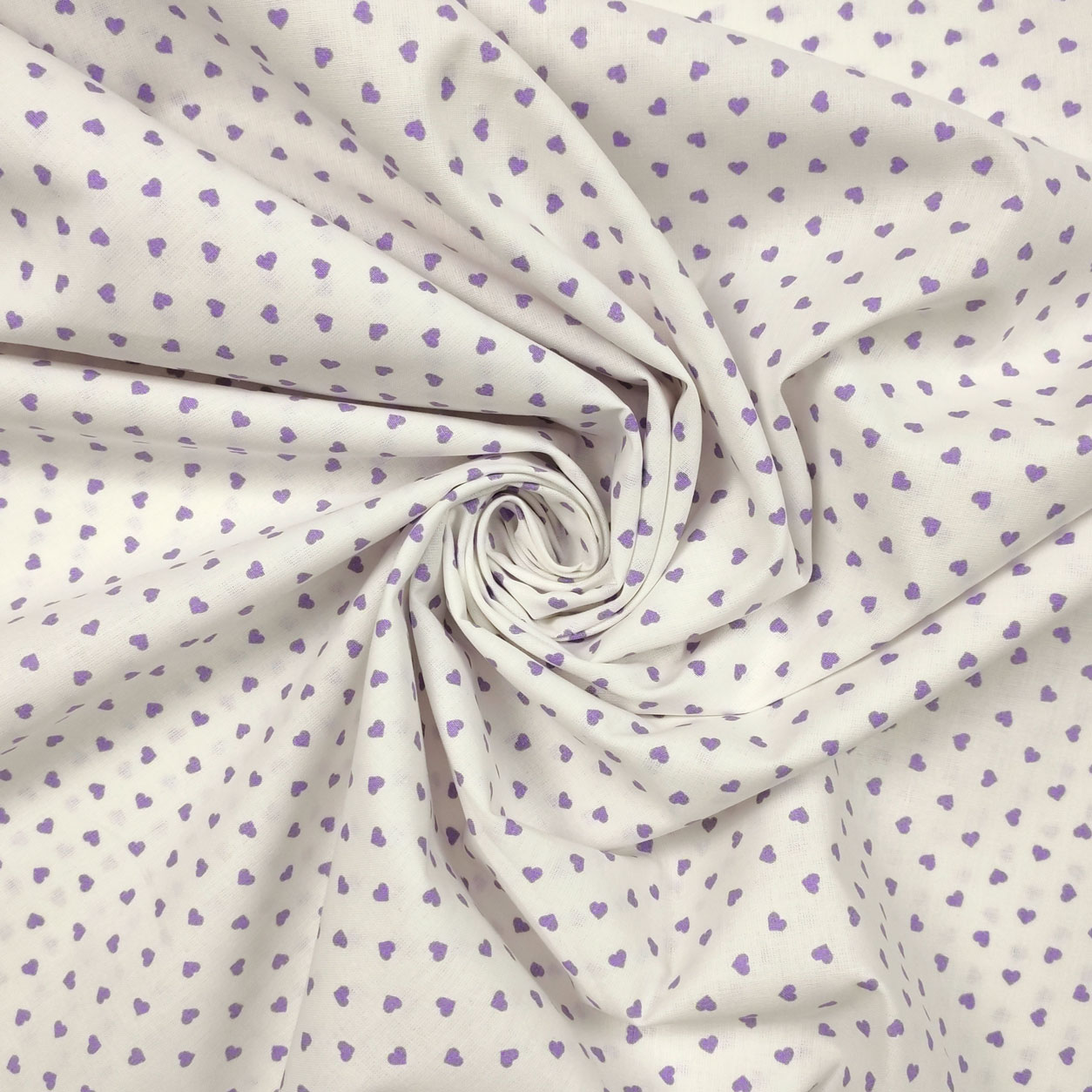 tessuti cotone percallino sfondo bianco cuori lilla