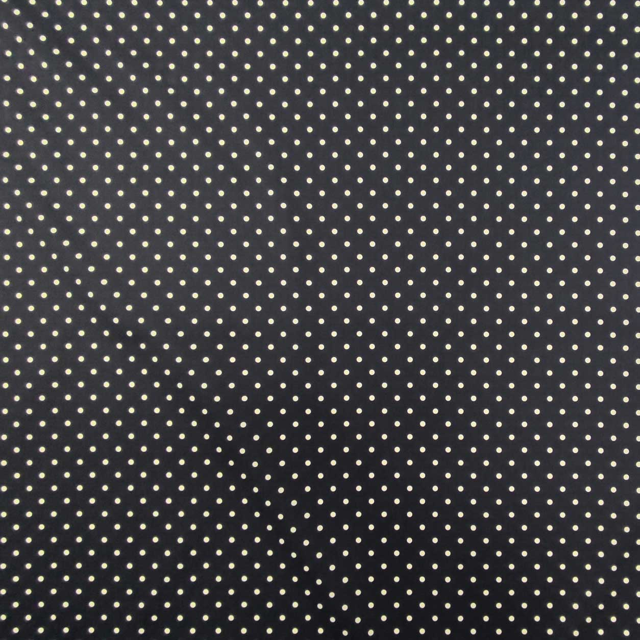 Tessuto Cotone Pois Panna Sfondo Nero