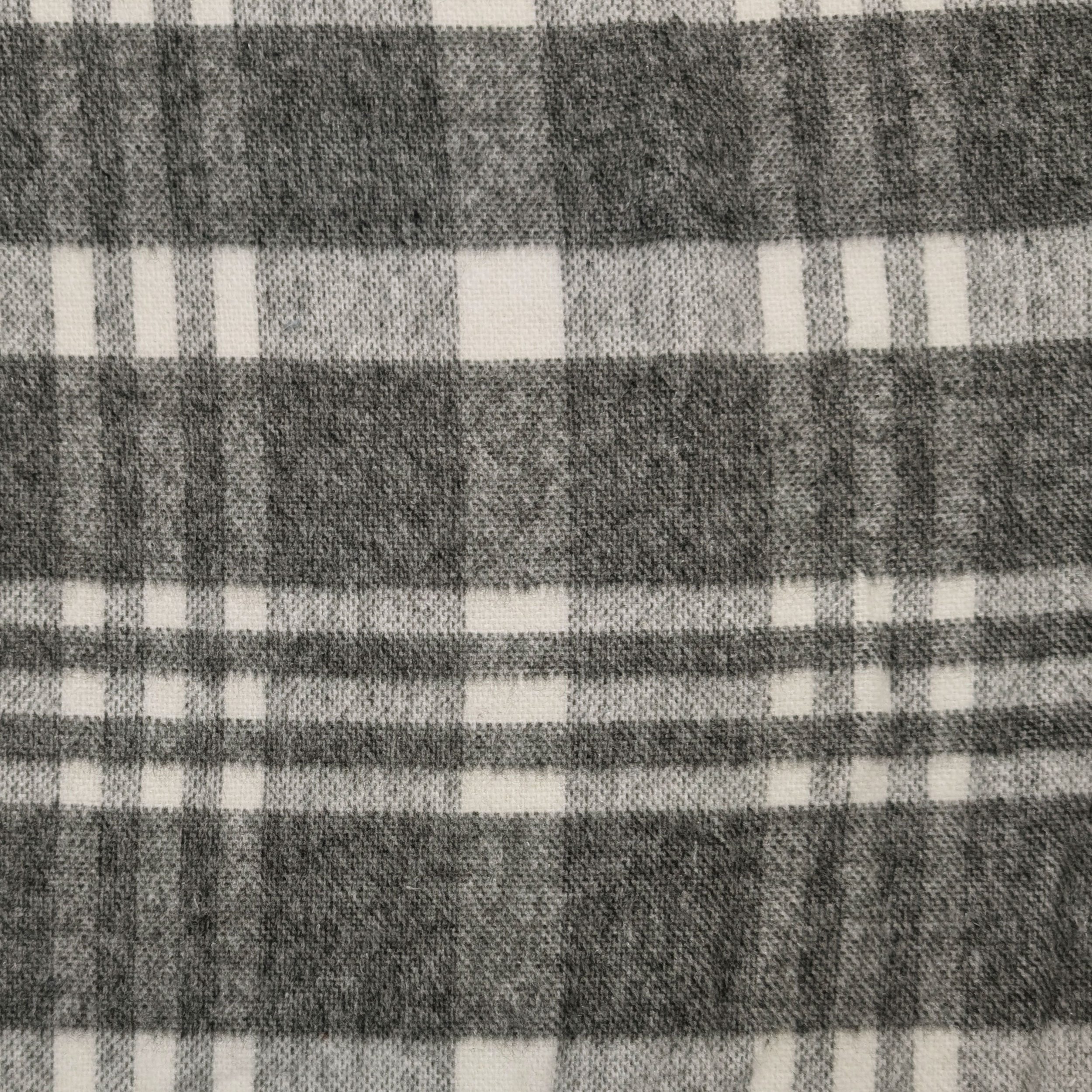 Cappotto Tartan Lana Cashmere Bianco Grigio Image