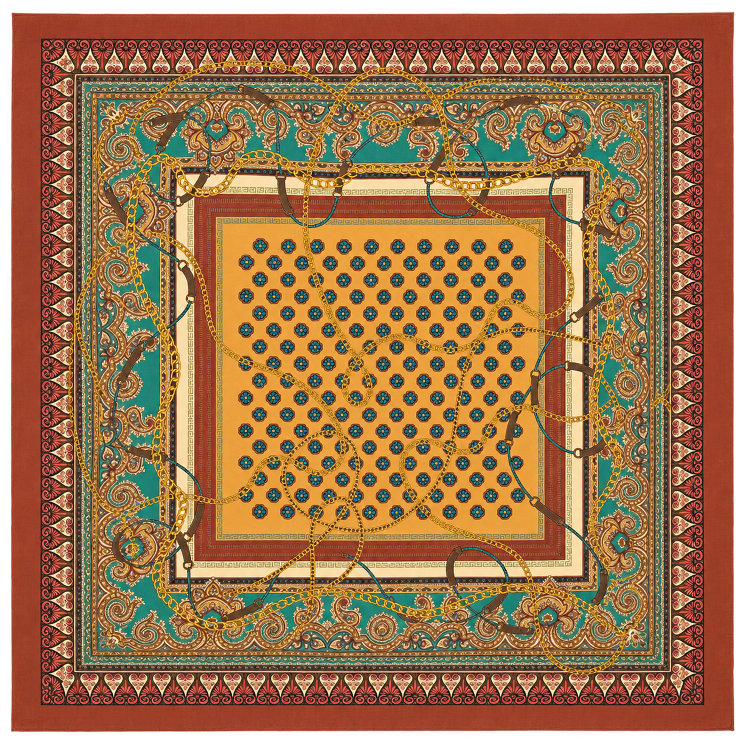 Pannello Lana e Seta Catene e Paisley 140x140 cm Image