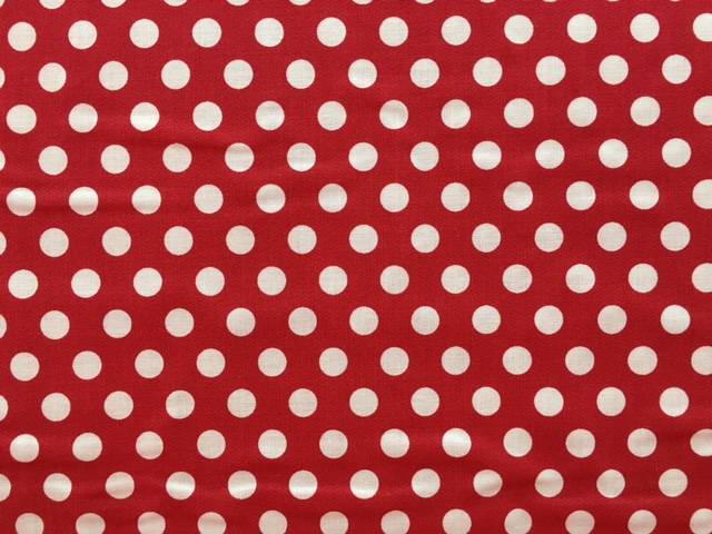 Tessuto Cotone Rosso a Pois Grandi