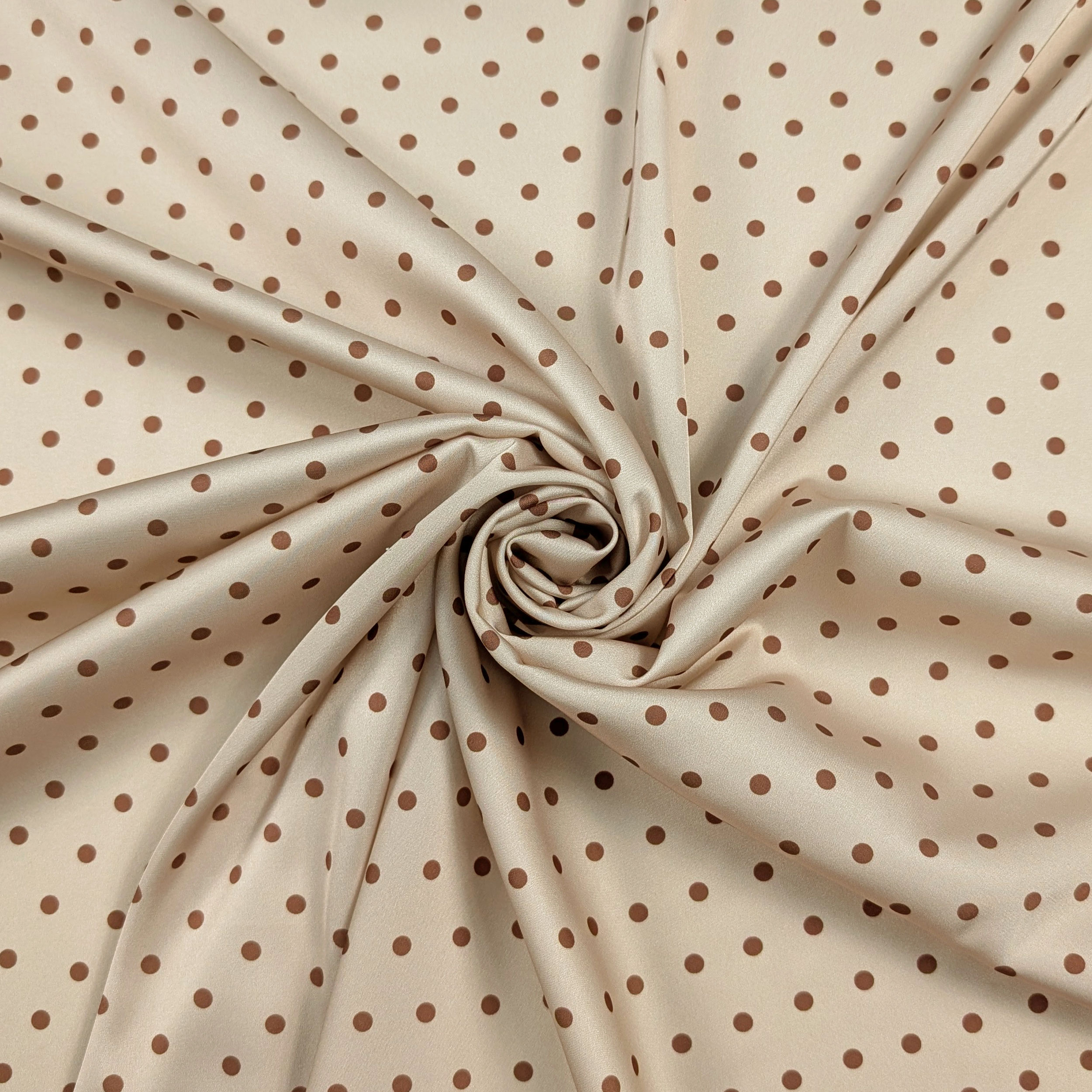 Raso Setato Alta Moda Pois Marroni Image