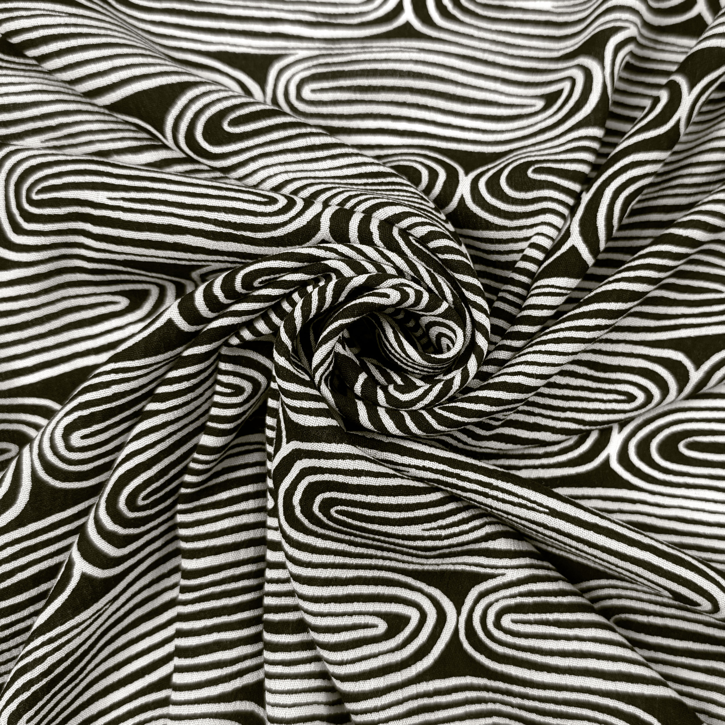 Crepe Viscosa Spirali Bianche Sfondo Nero Image