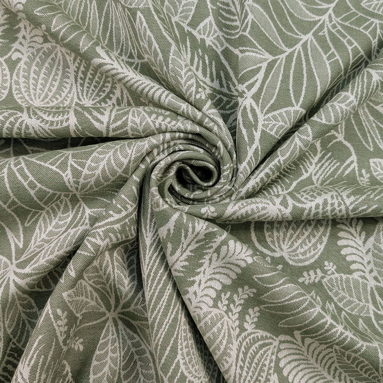 Jacquard Foglie Sfondo Verde H 280 cm Image
