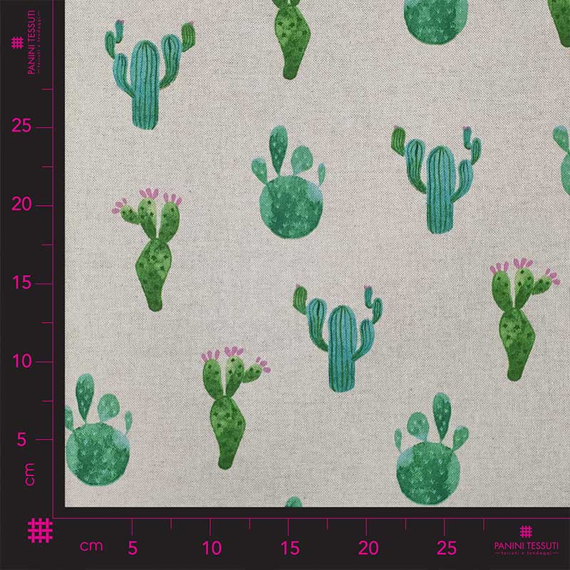 Stoffa al metro cotone cactus acquerello