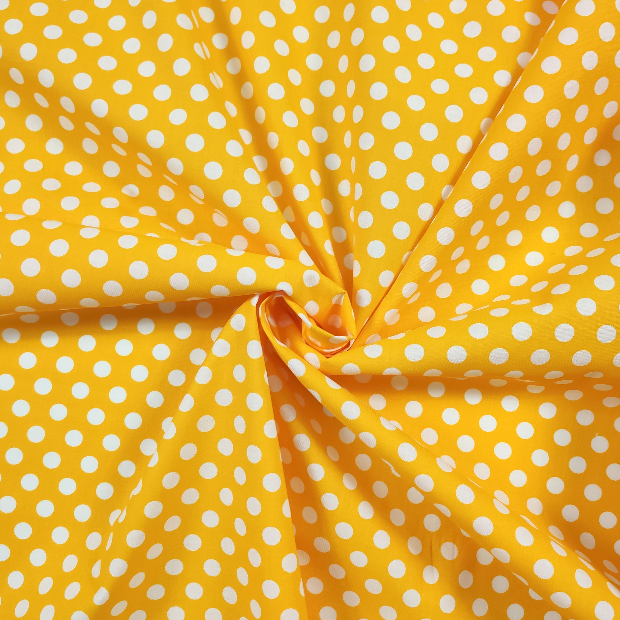 Tessuto Cotone Giallo a Pois Grandi Image