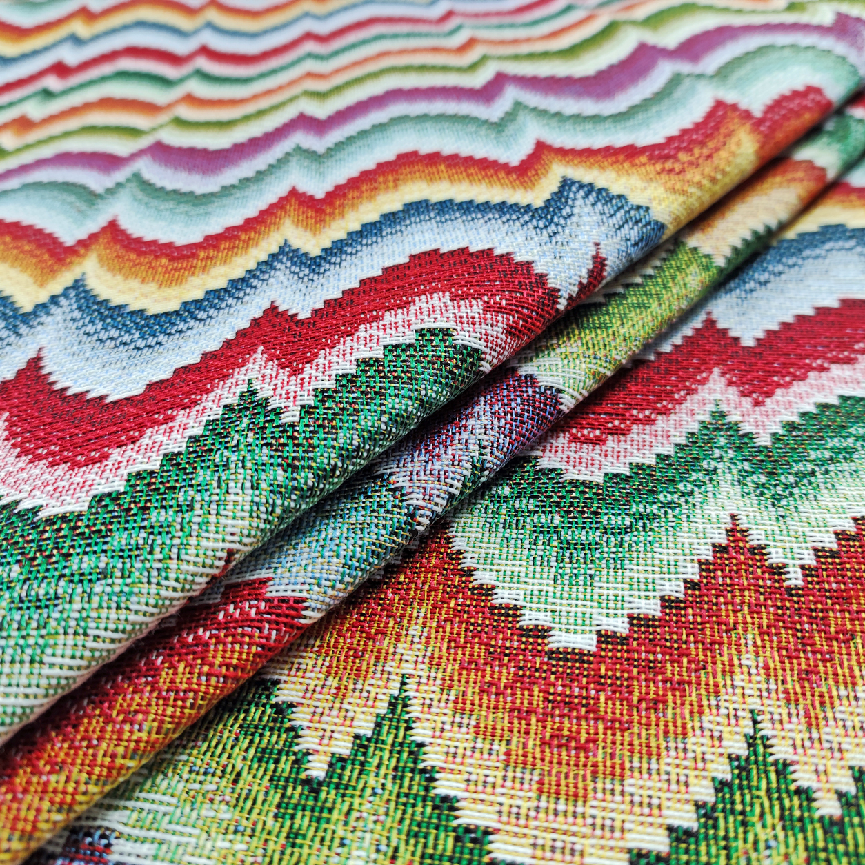 Tessuto Jacquard Fantasia Astratta Multicolor