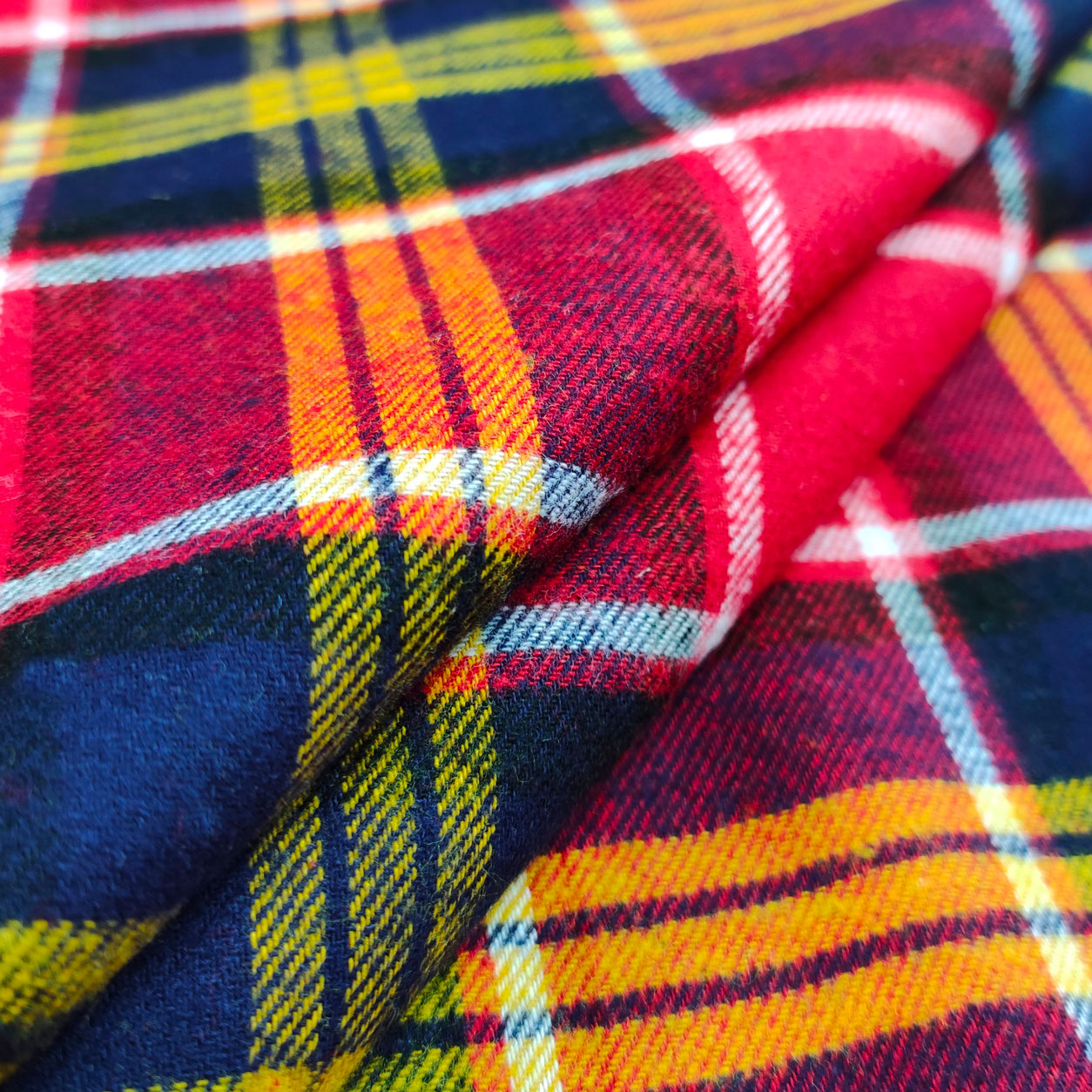 Tartan Tessuto Rosso Blu Giallo