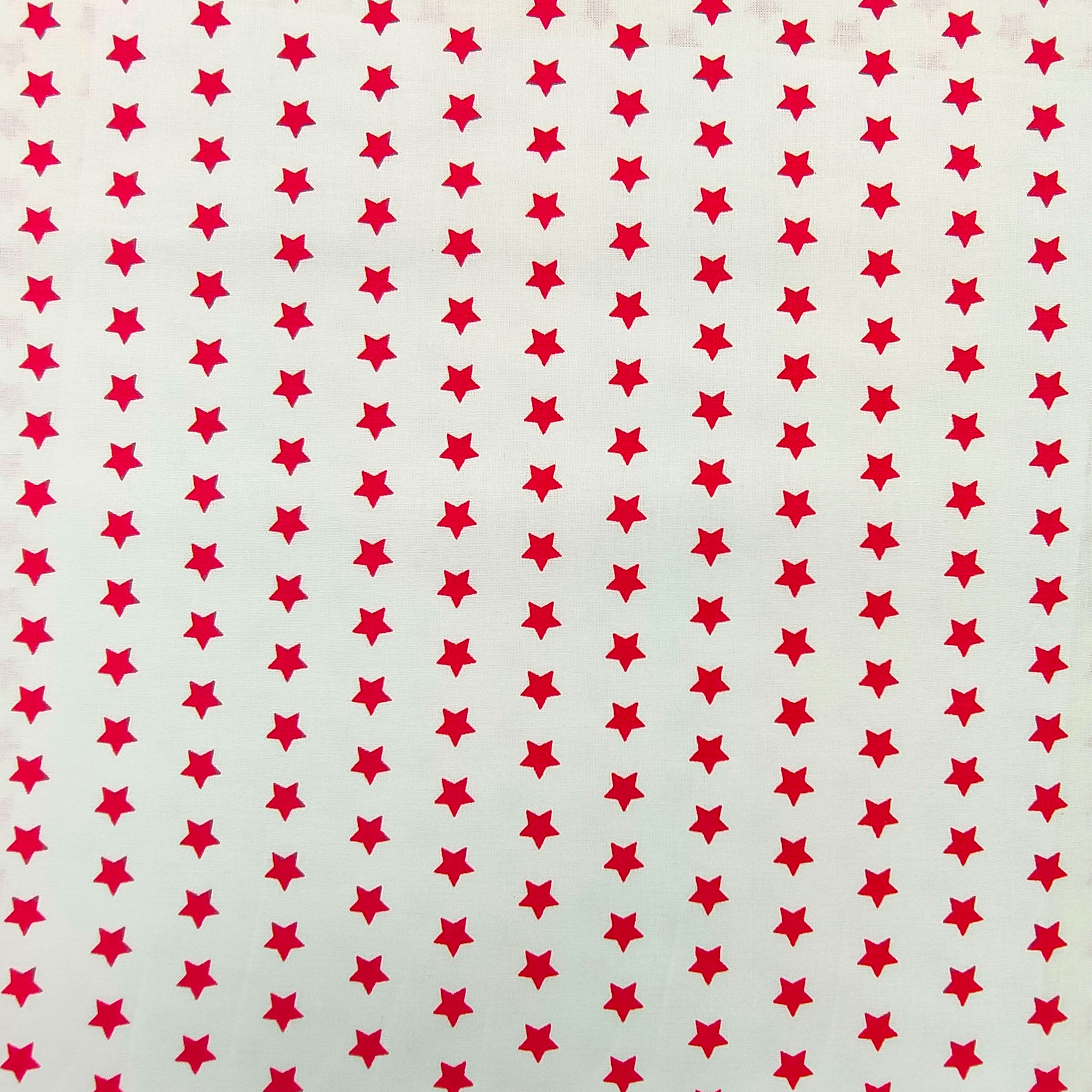 Tessuto Cotone Stelle Sfondo Bianco 3