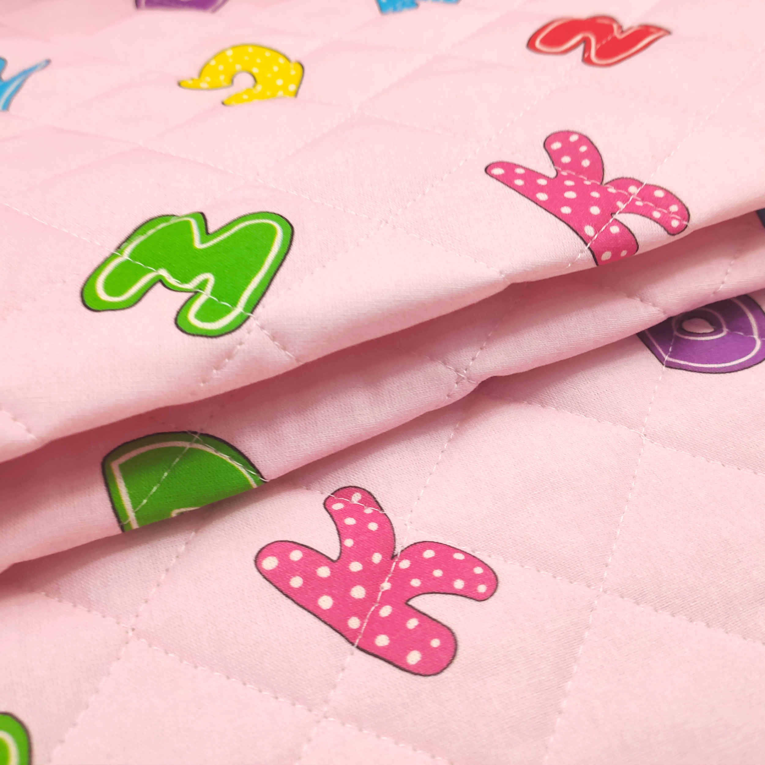 Tessuto Trapuntato Alfabeto Sfondo Rosa