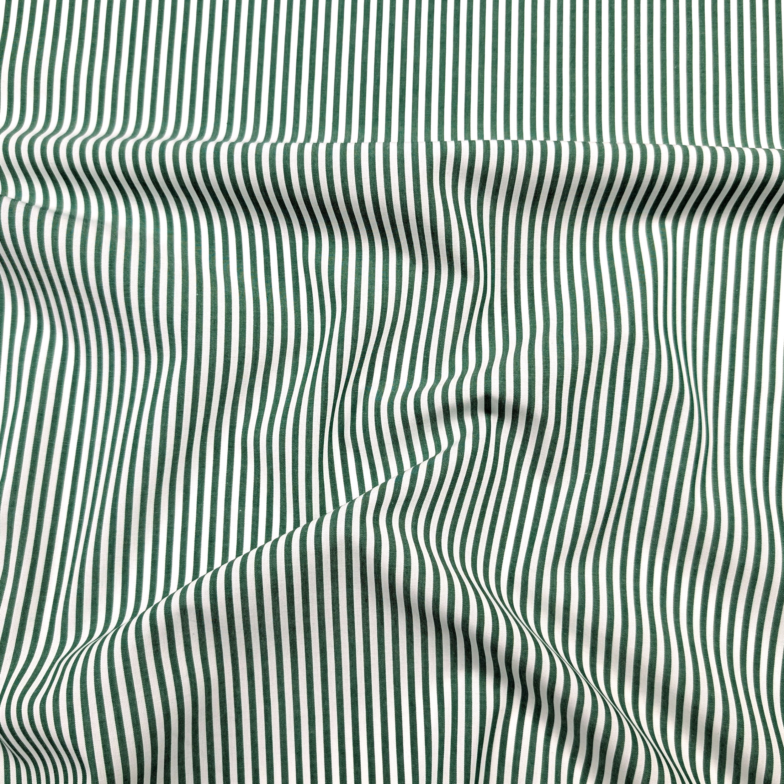 Cotone per Camiceria Righe Verdi Image