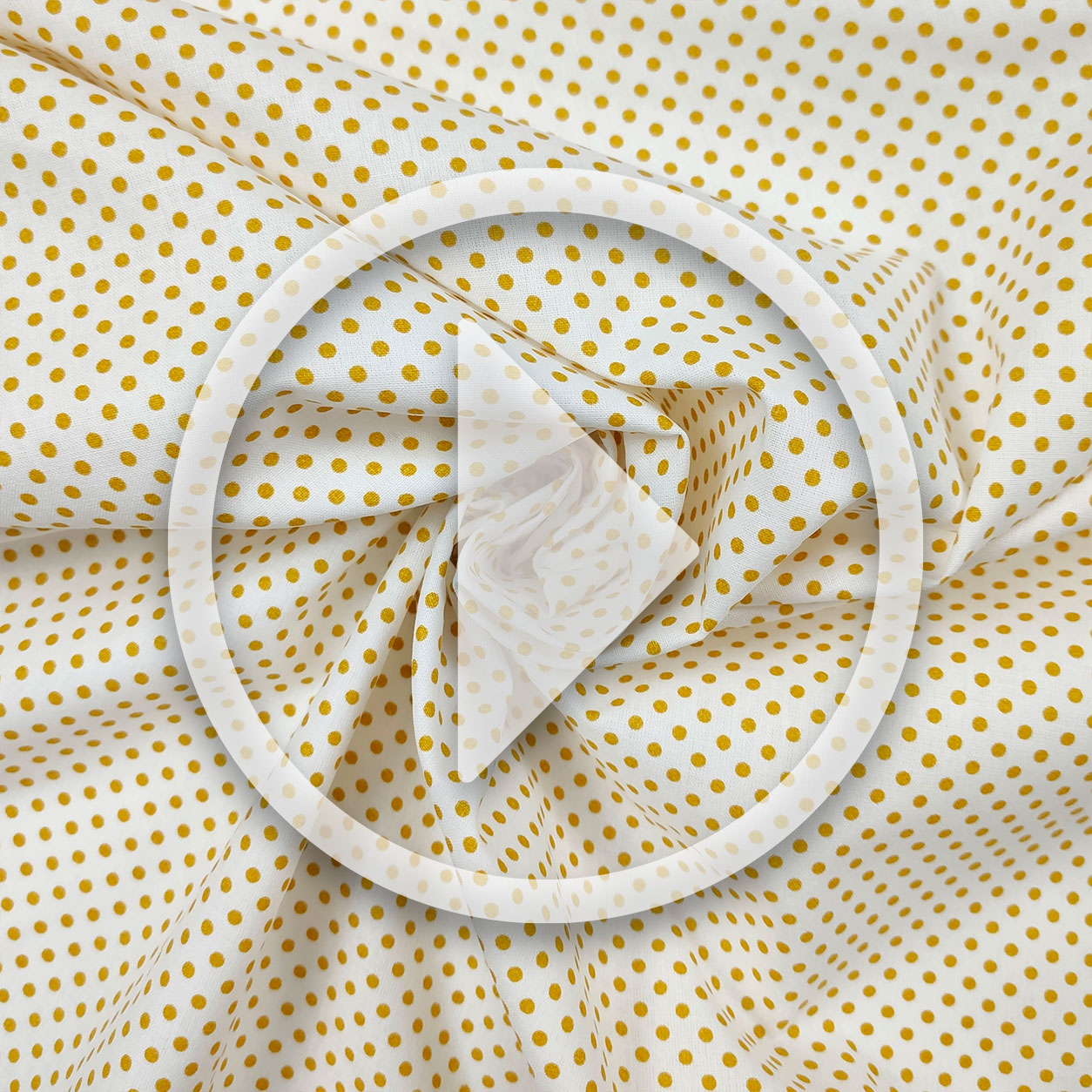 Tessuto Cotone Bianco Pois Senape Image