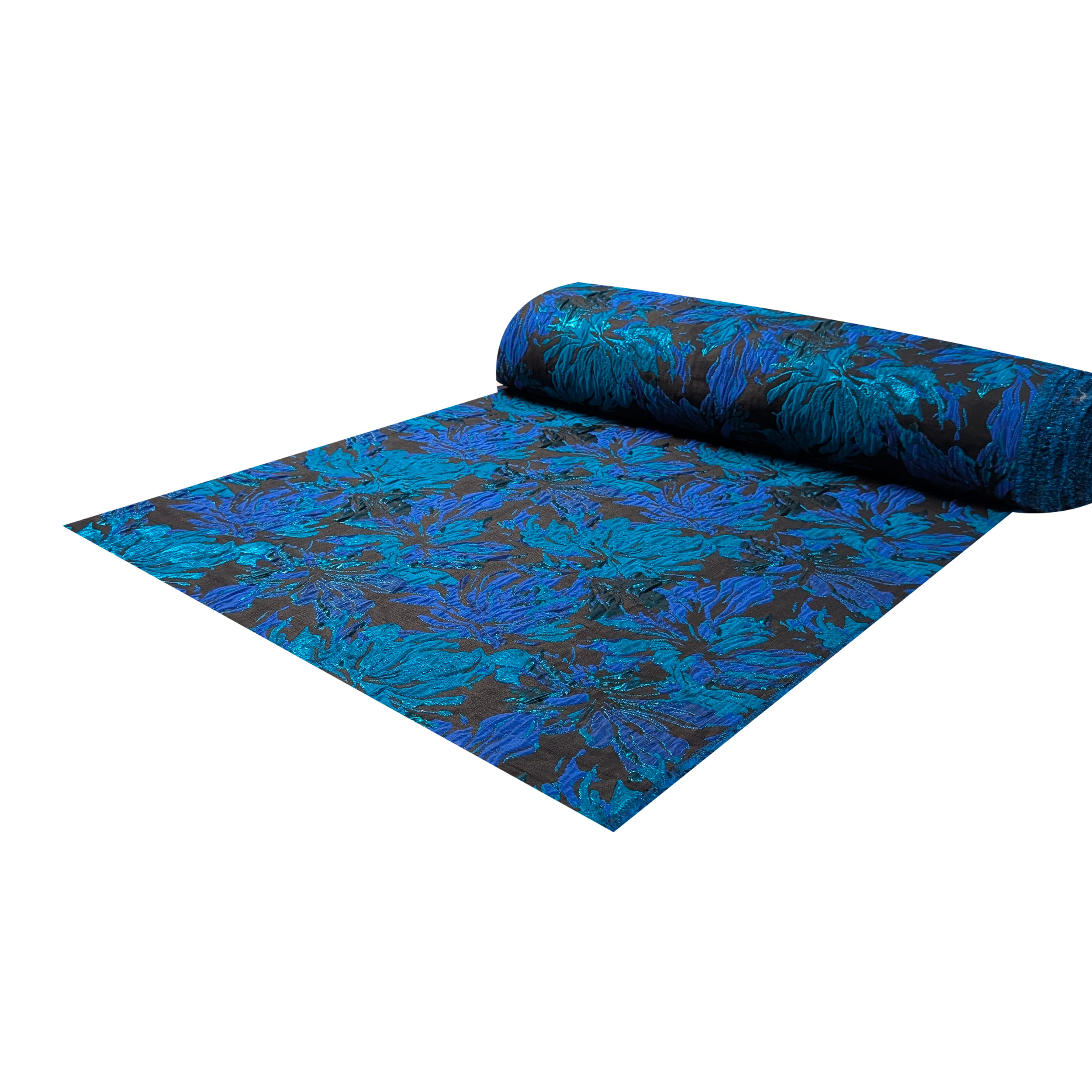 Broccato Moda Fantasia Floreale Blu Lurex Image