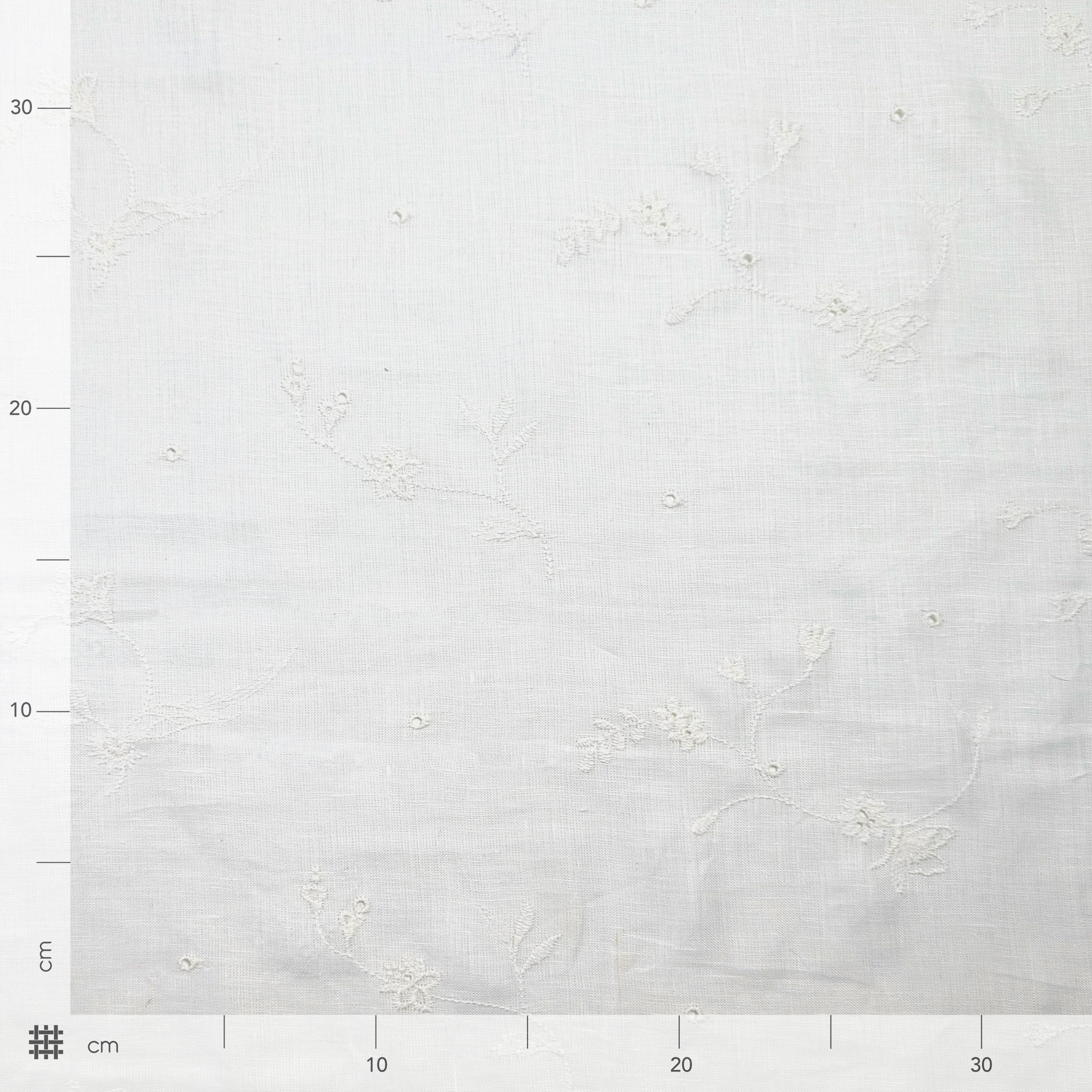 Tessuto Puro Lino Fiori Ricamati Image