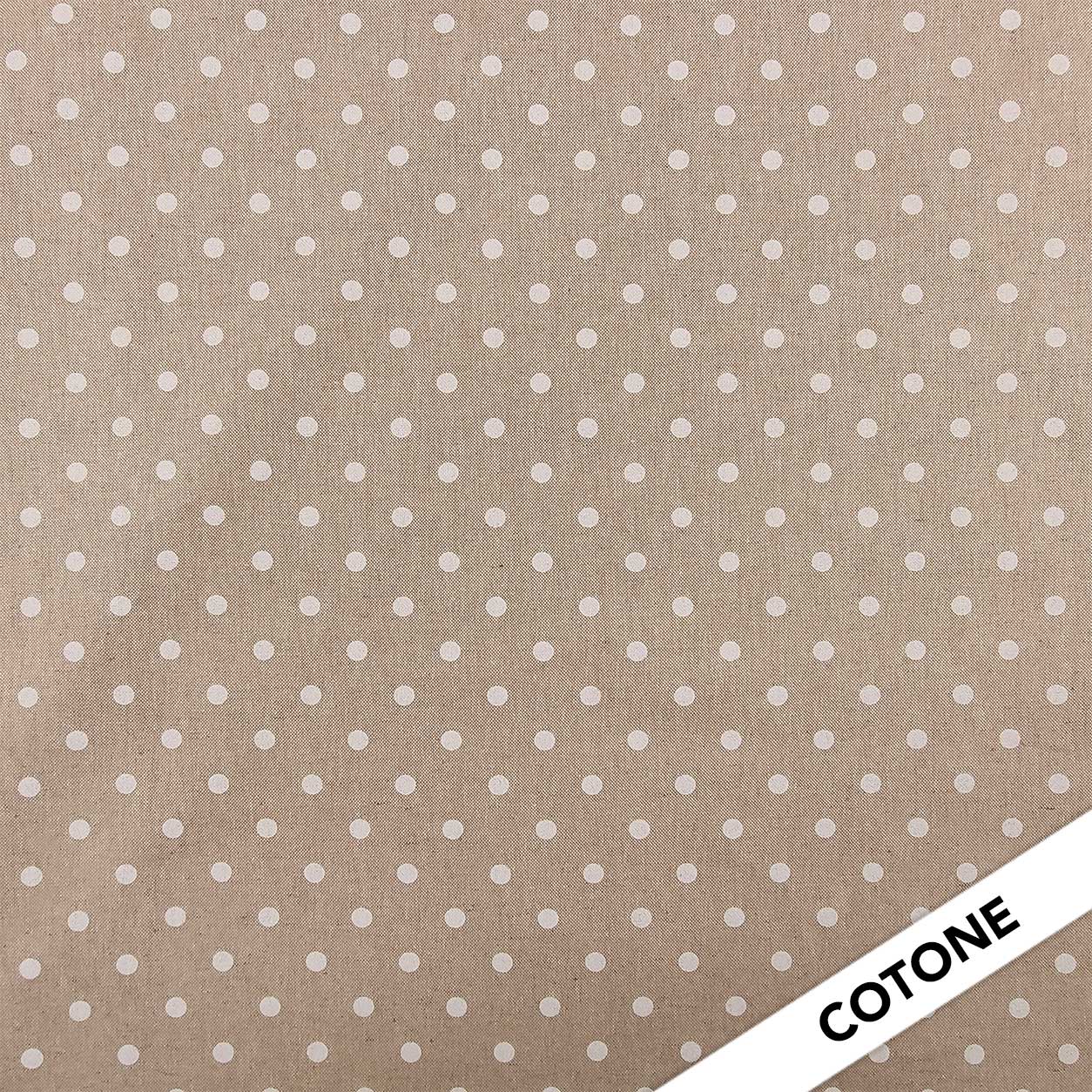 Tessuto Misto Cotone Arredo Beige e Pois Image