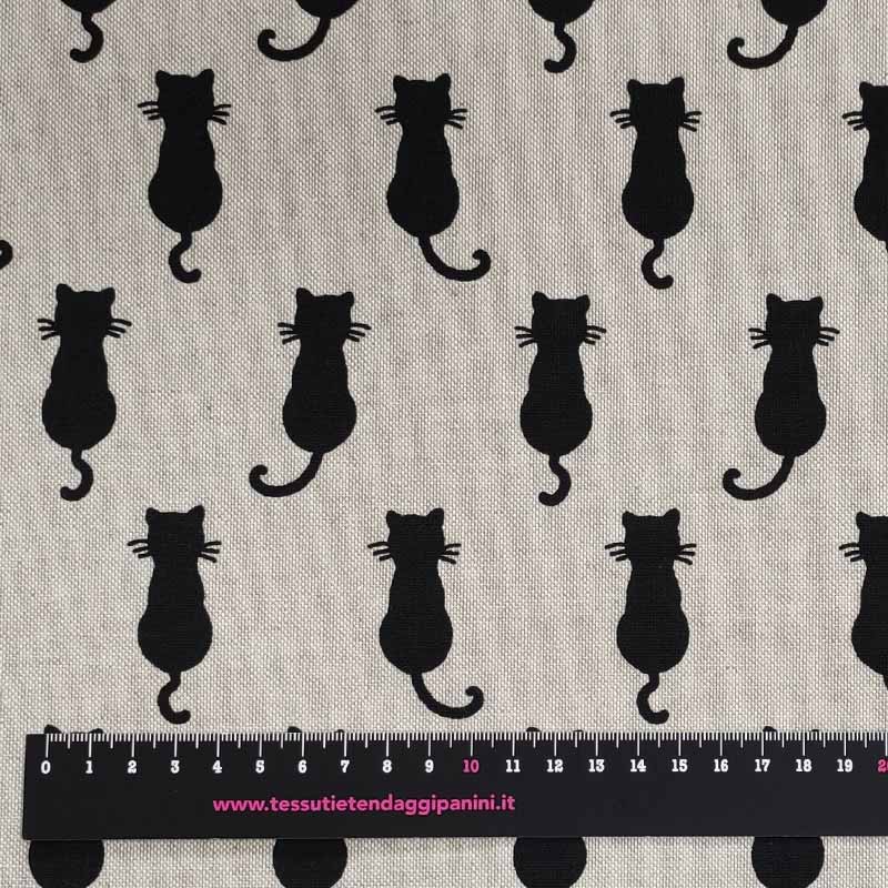 Cotone tessuto silhouette gatti