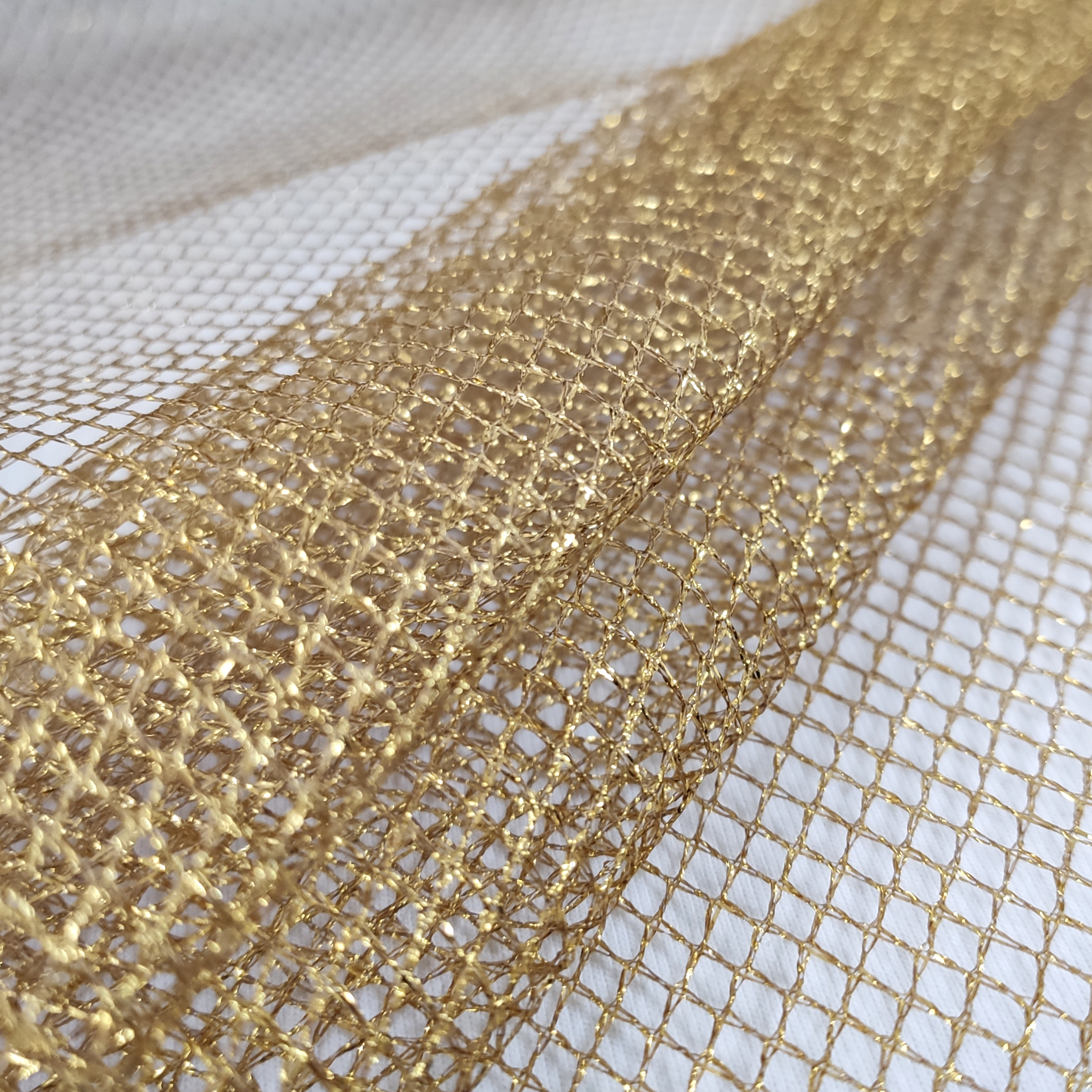 Tessuto Rete Lurex Oro