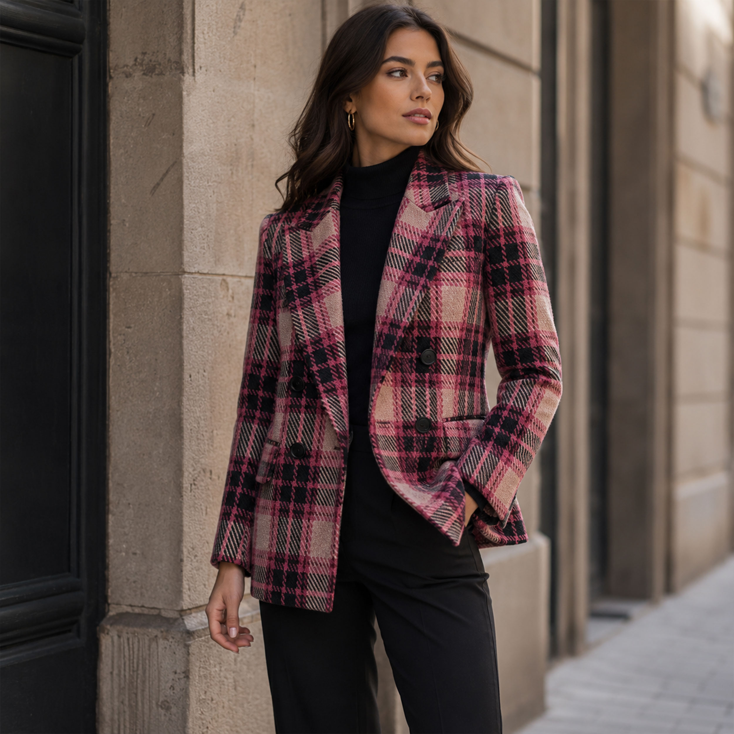 Tartan Rosa Fuxia e Nero Image