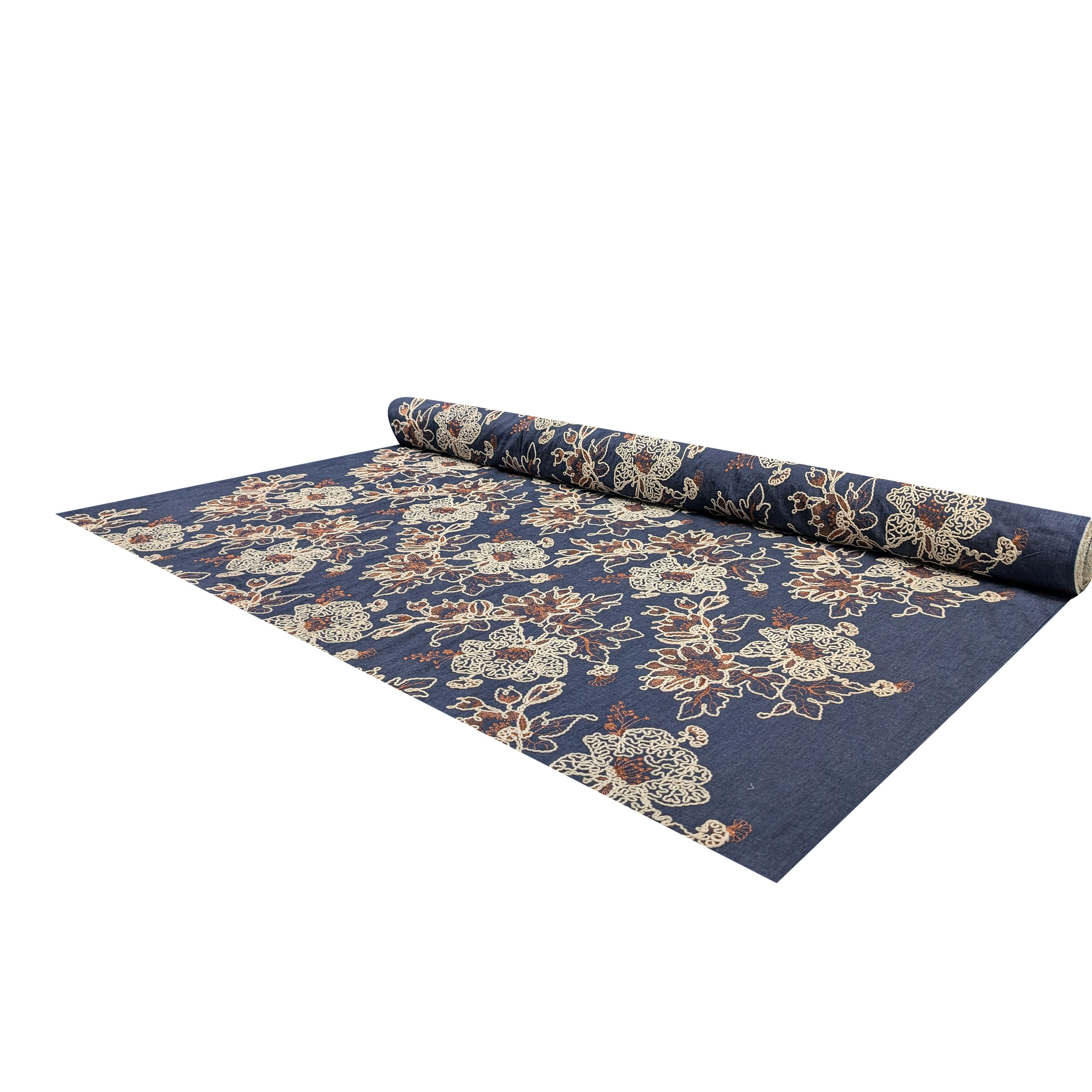 Jeans Cotone Blu Fiori Ricamati Image