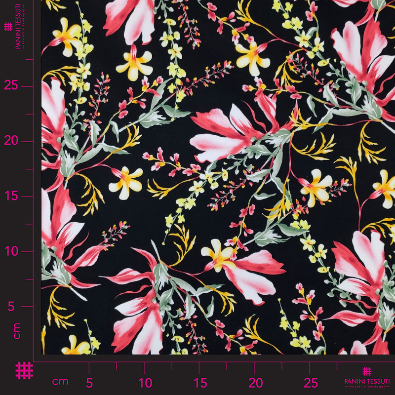 Tessuto Cotone Elasticizzato Floreale Romantica