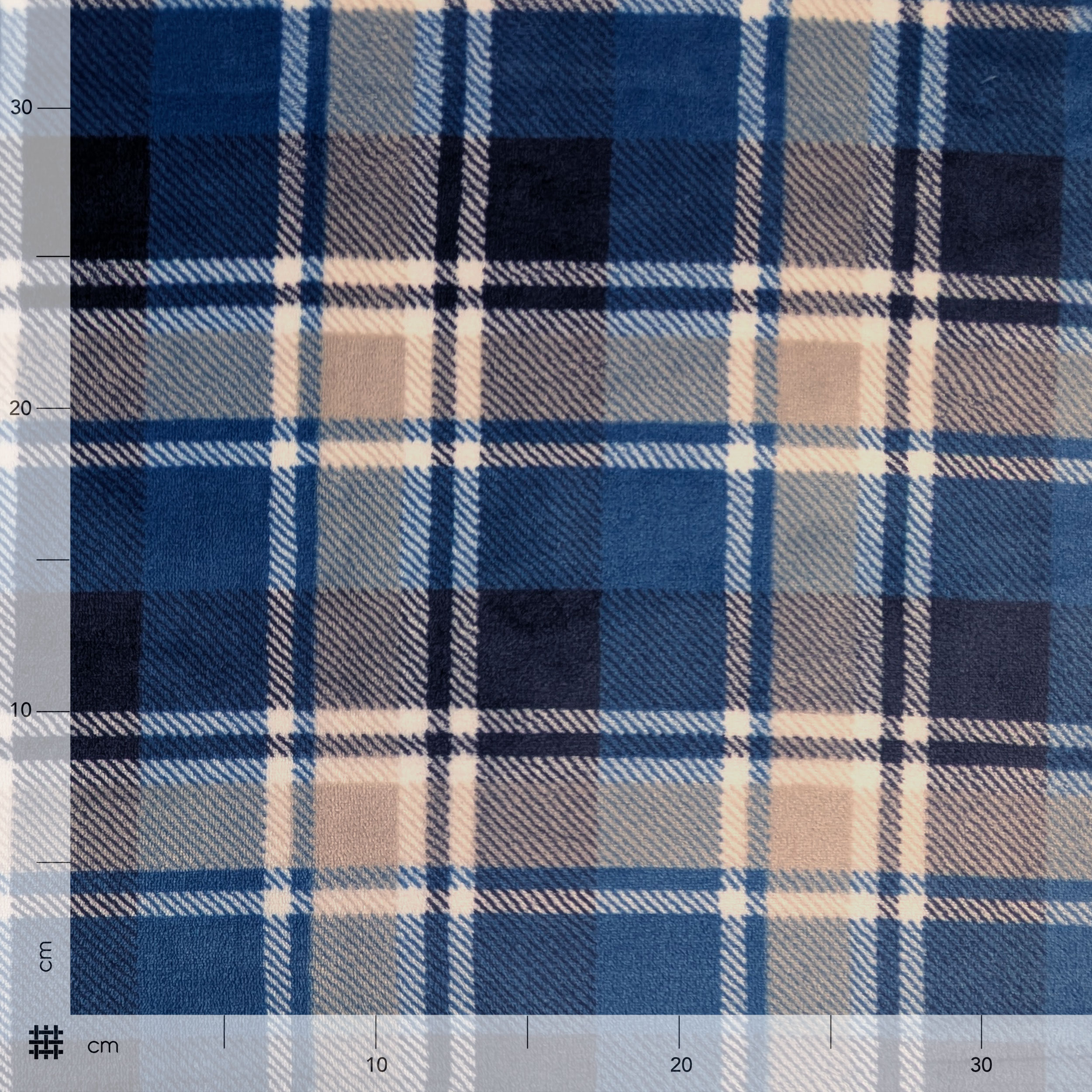 Pile Mano Cachemire Tartan Blu e Beige Image
