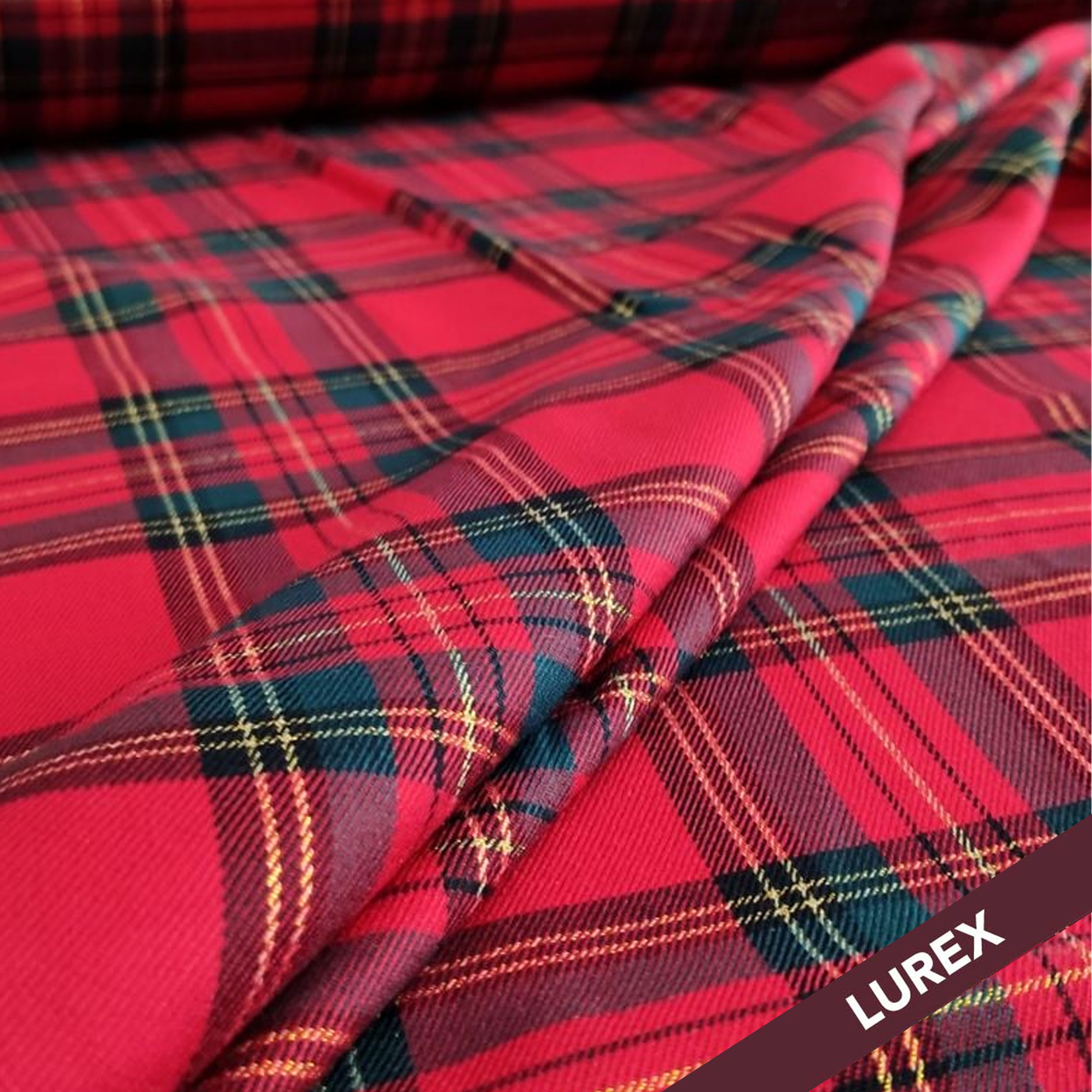 Tessuto Scozzese Classico Rosso con Lurex  Image