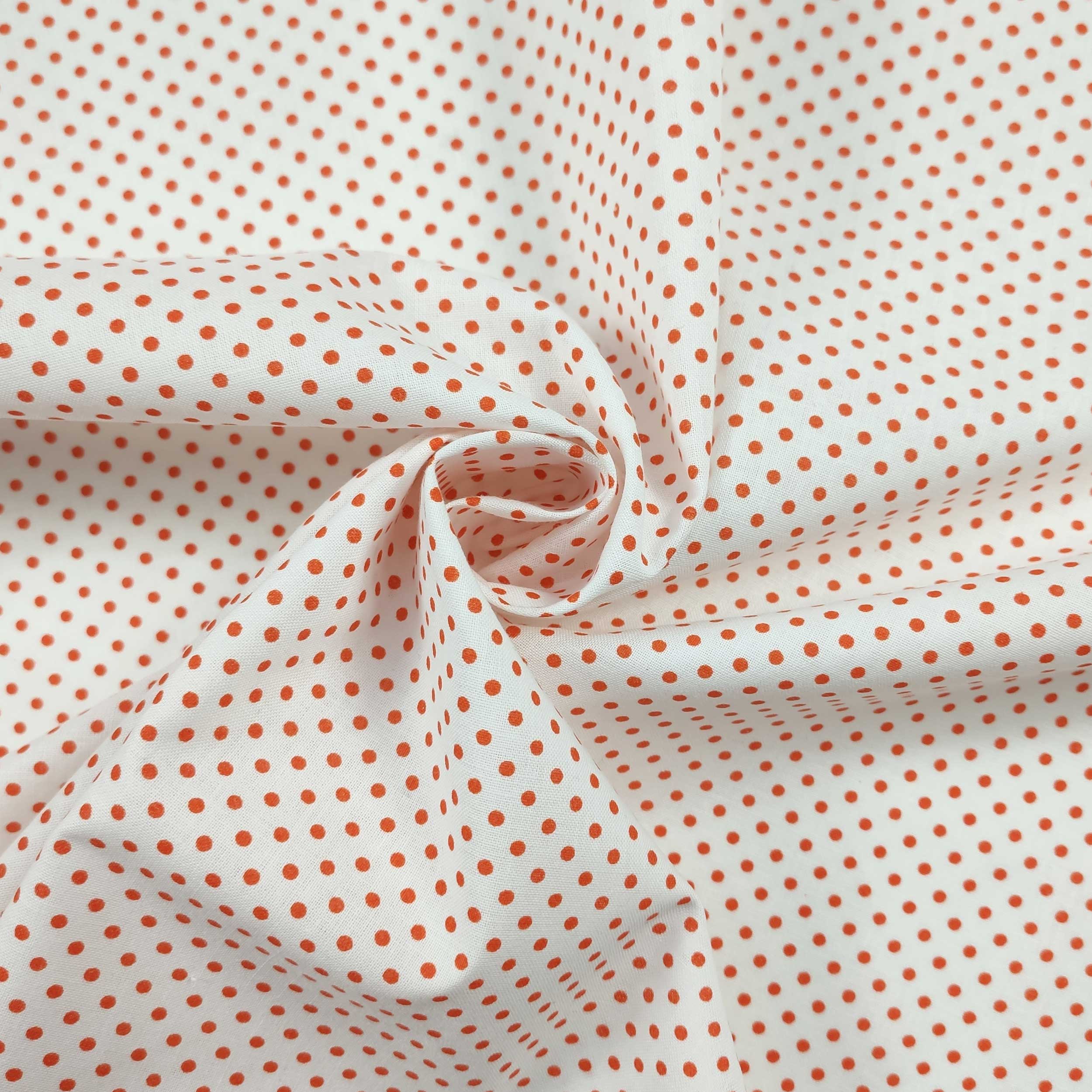 Tessuto Cotone con Pois Arancioni Image