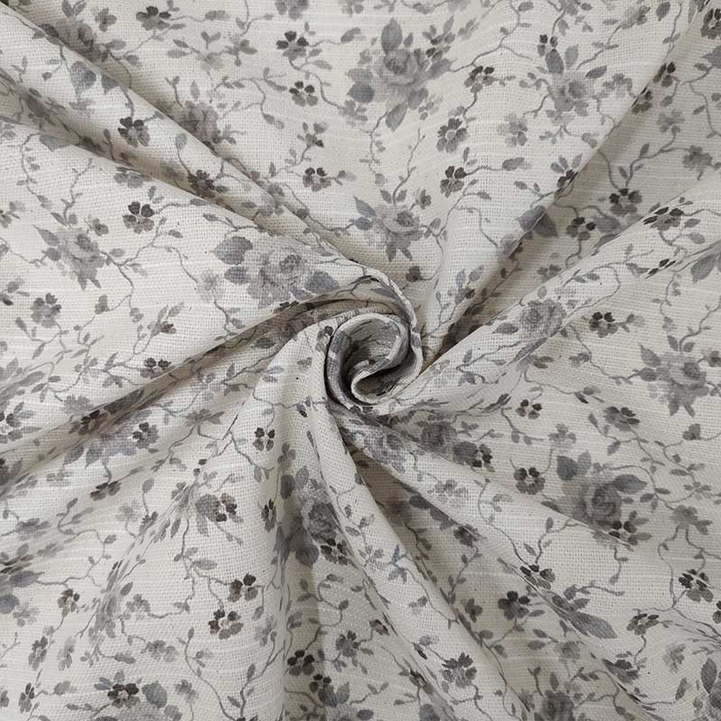 Tessuto cotone al metro fiorellini grigio