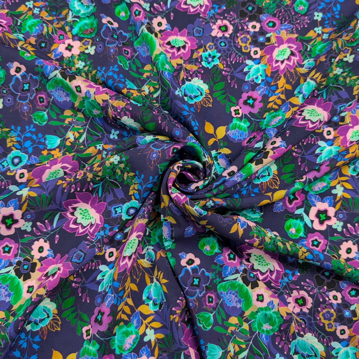 Viscosa e Seta Fantasia Floreale Viola Image