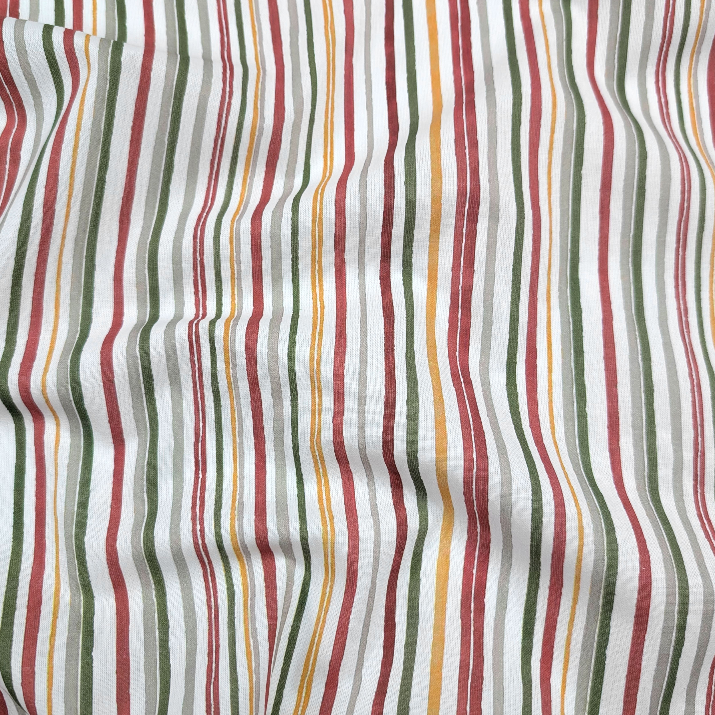 Cotone Percalle Righe Verticali Multicolor Image