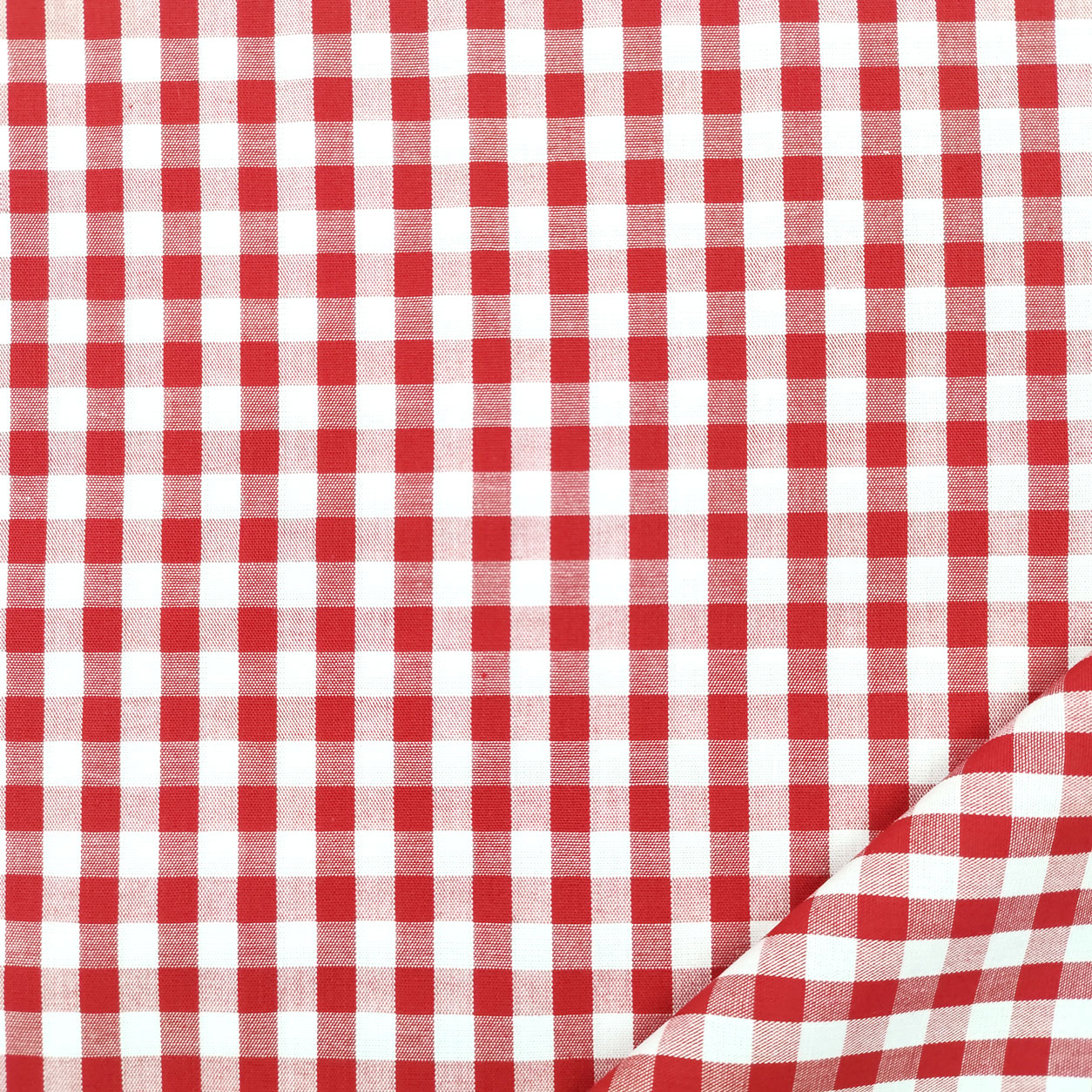 Cotone leggero quadretto grande tinto in filo rosso